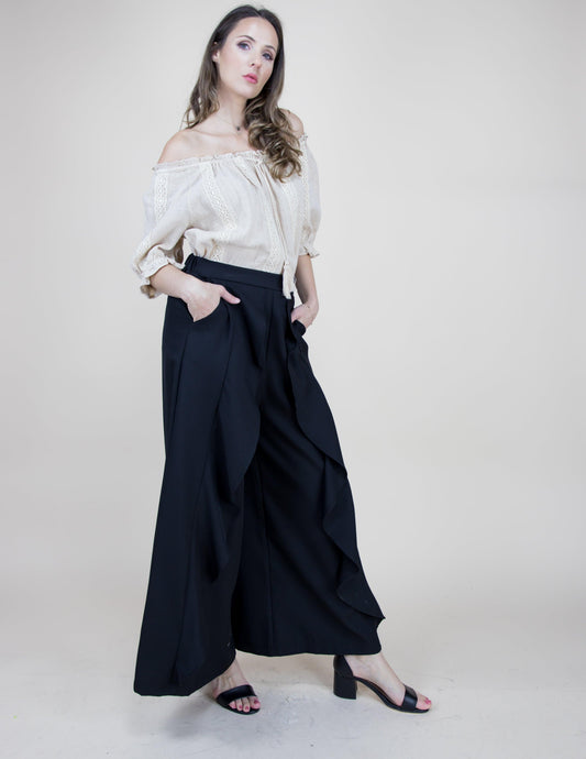 High Waisted Ruffle Pants