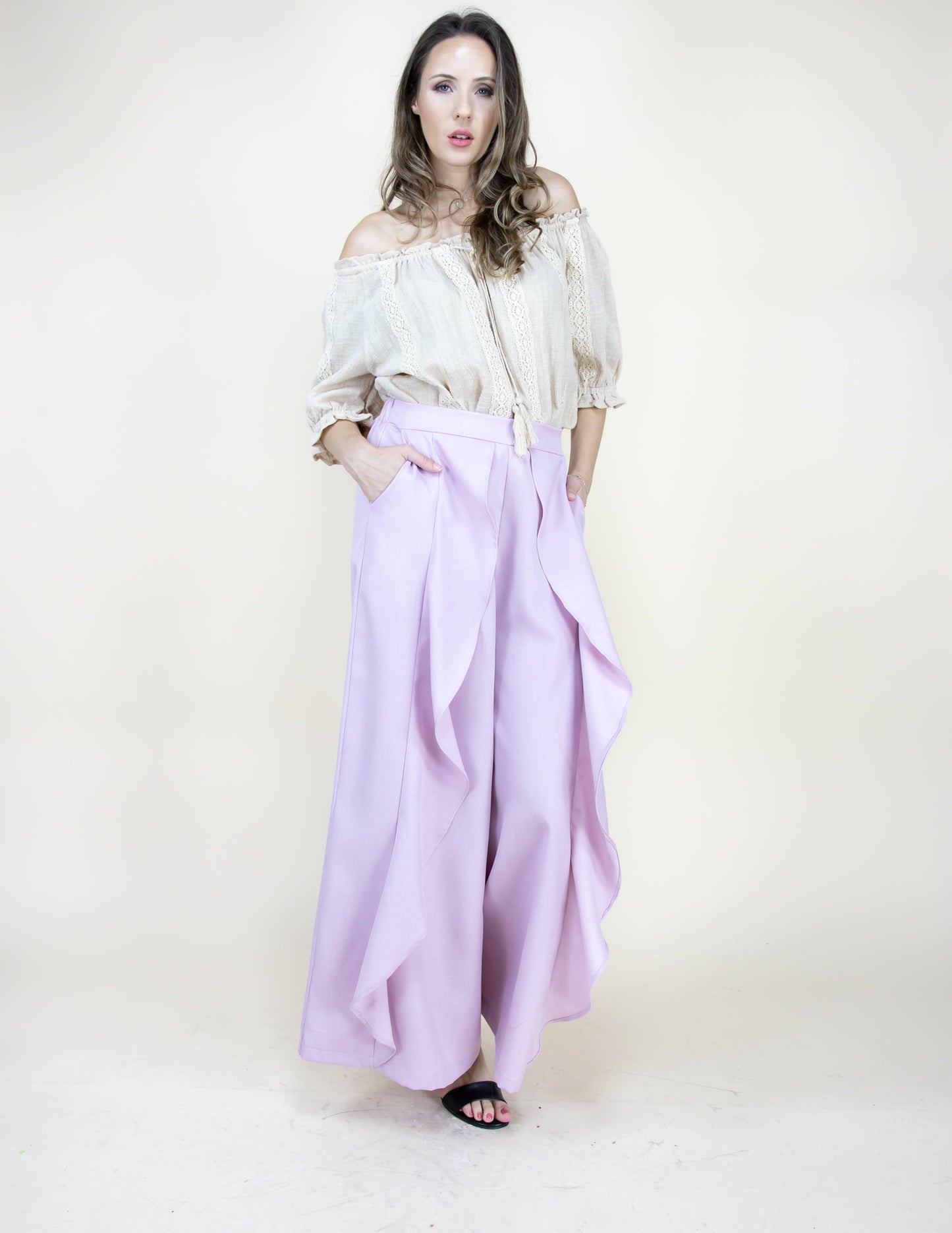 High Waisted Ruffle Pants
