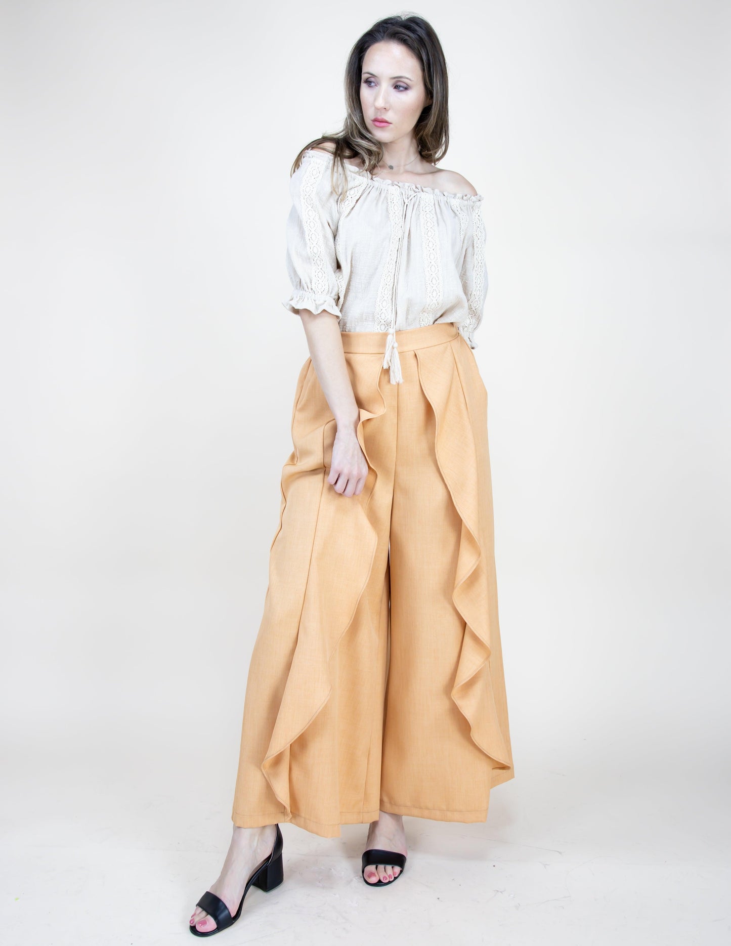 High Waisted Ruffle Pants