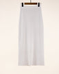High Waist Back Slit Rib Knit Midi Skirt