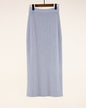 High Waist Back Slit Rib Knit Midi Skirt