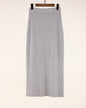 High Waist Back Slit Rib Knit Midi Skirt