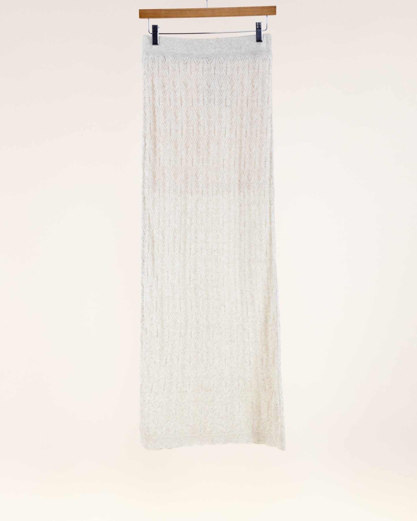 Diamond Stitch Pointelle Tiered Maxi Skirt