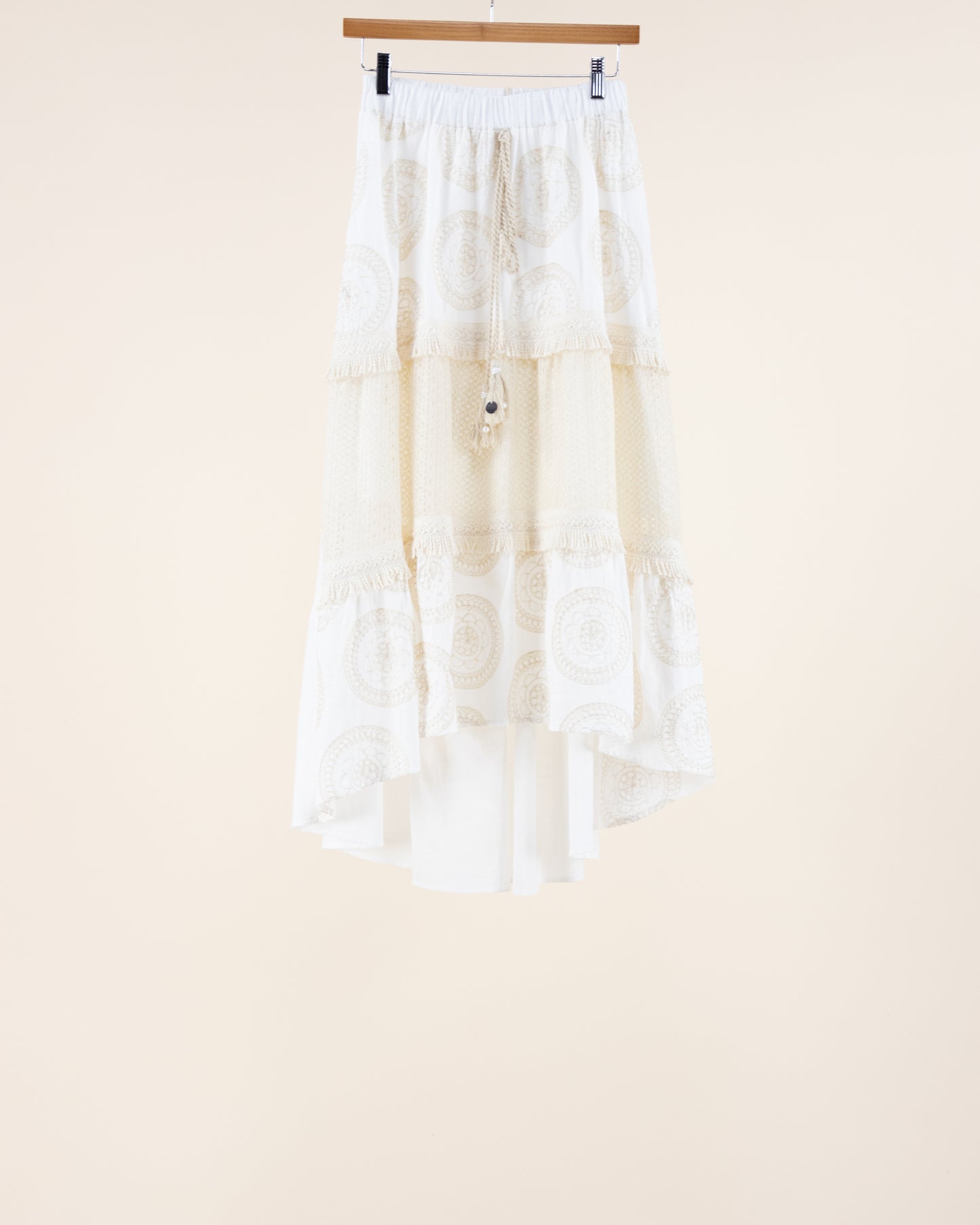 Breezy Lace Draw String Tiered Skirt