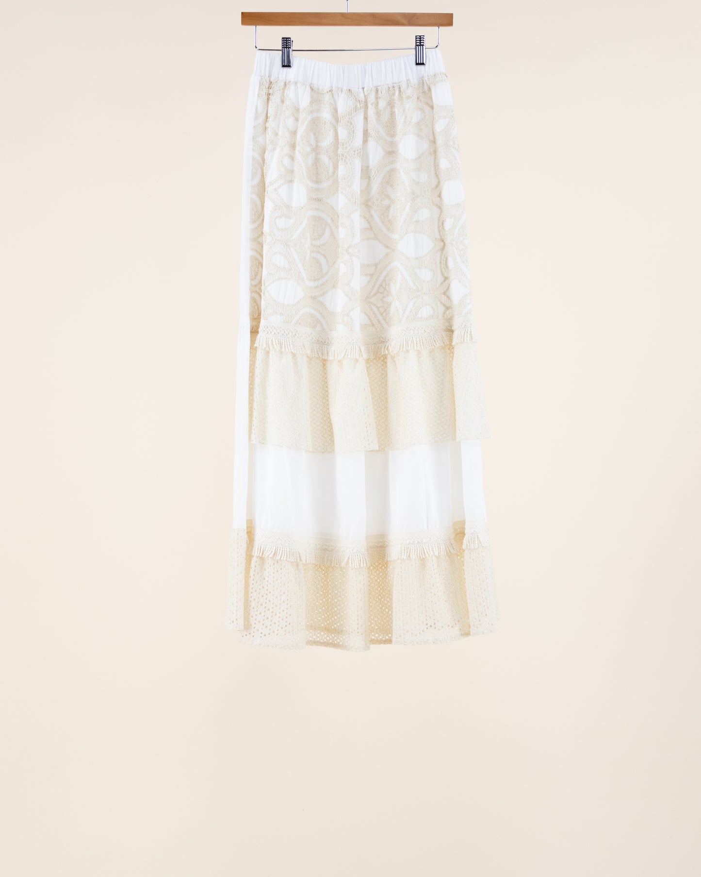 Breezy Cotton Lace Ruffle Tiered Skirt