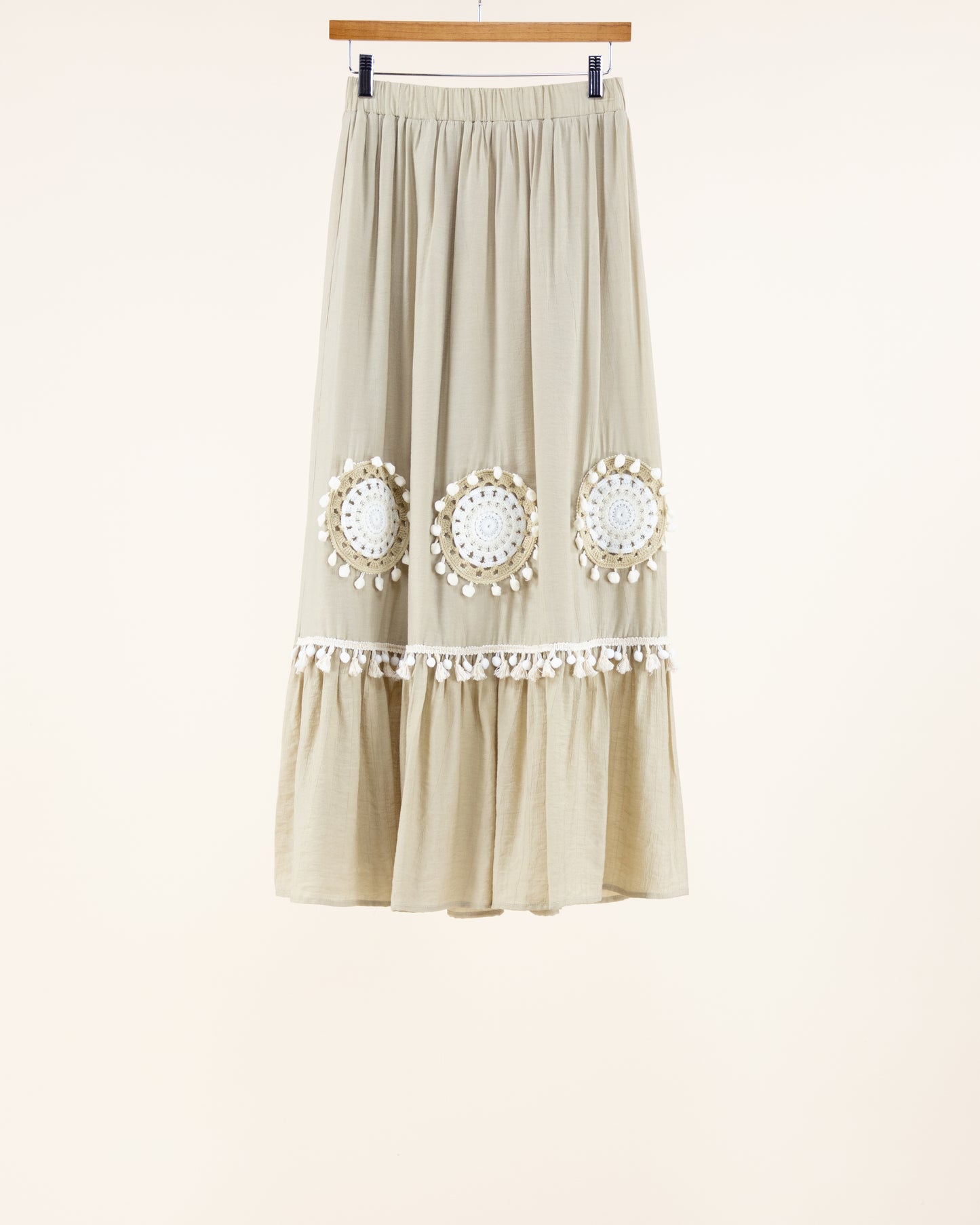 Tassel Trim Maxi Skirt