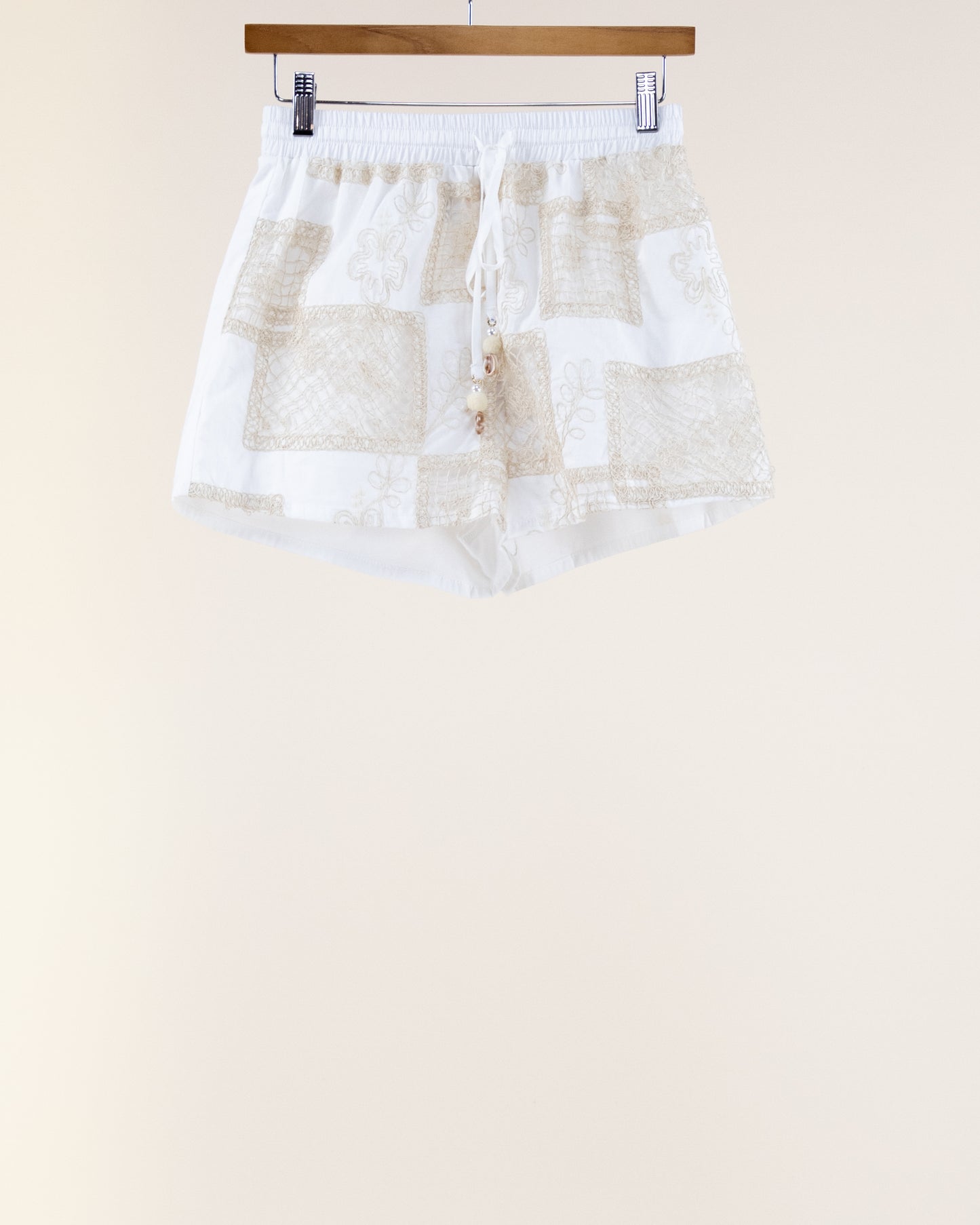 Cotton & Lace Collage Drawstring Shorts
