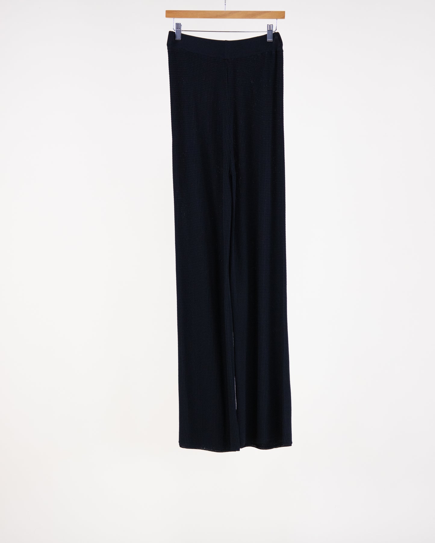 Neutral Wide Leg Waffle Stitch Knit Pants