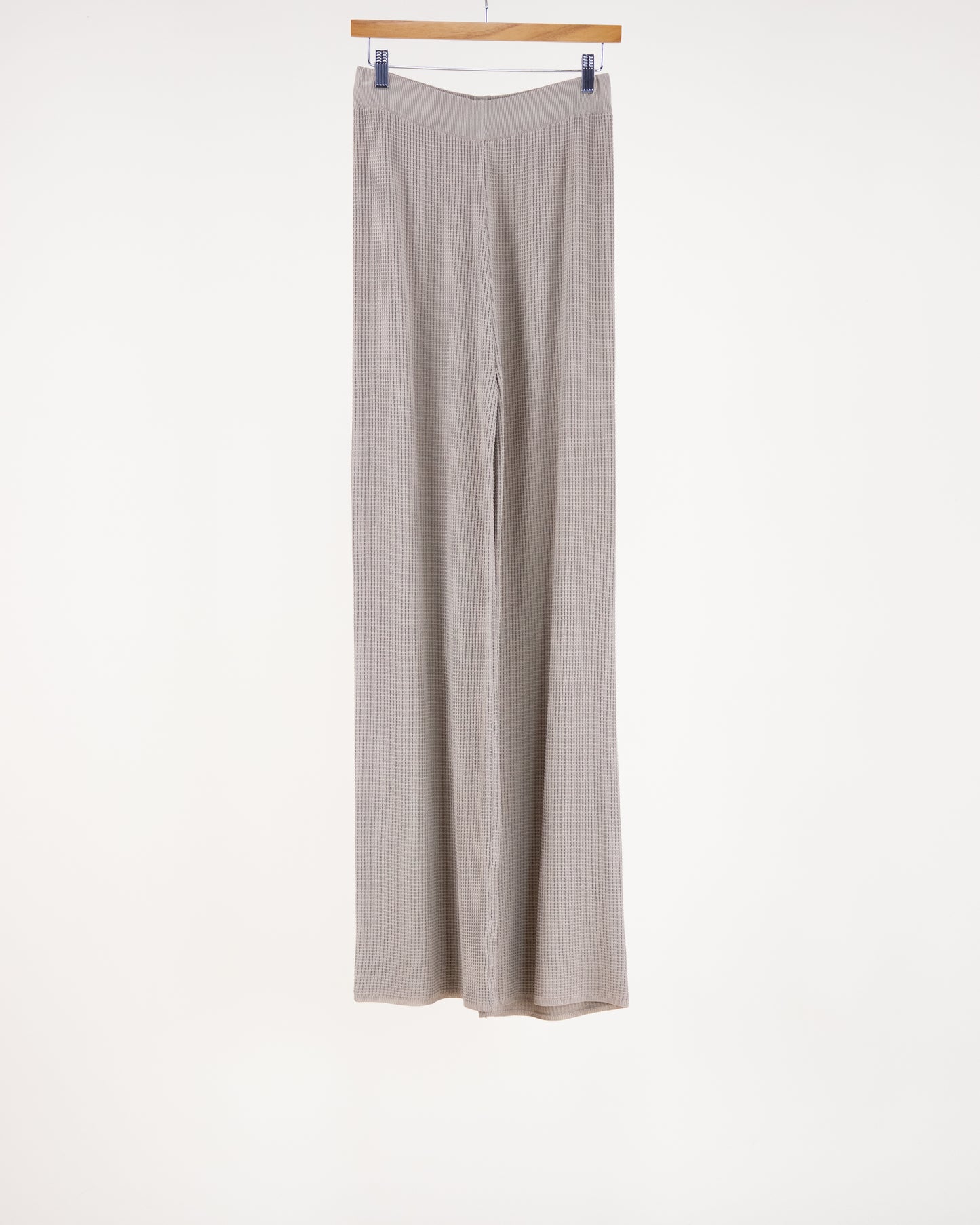 Neutral Wide Leg Waffle Stitch Knit Pants