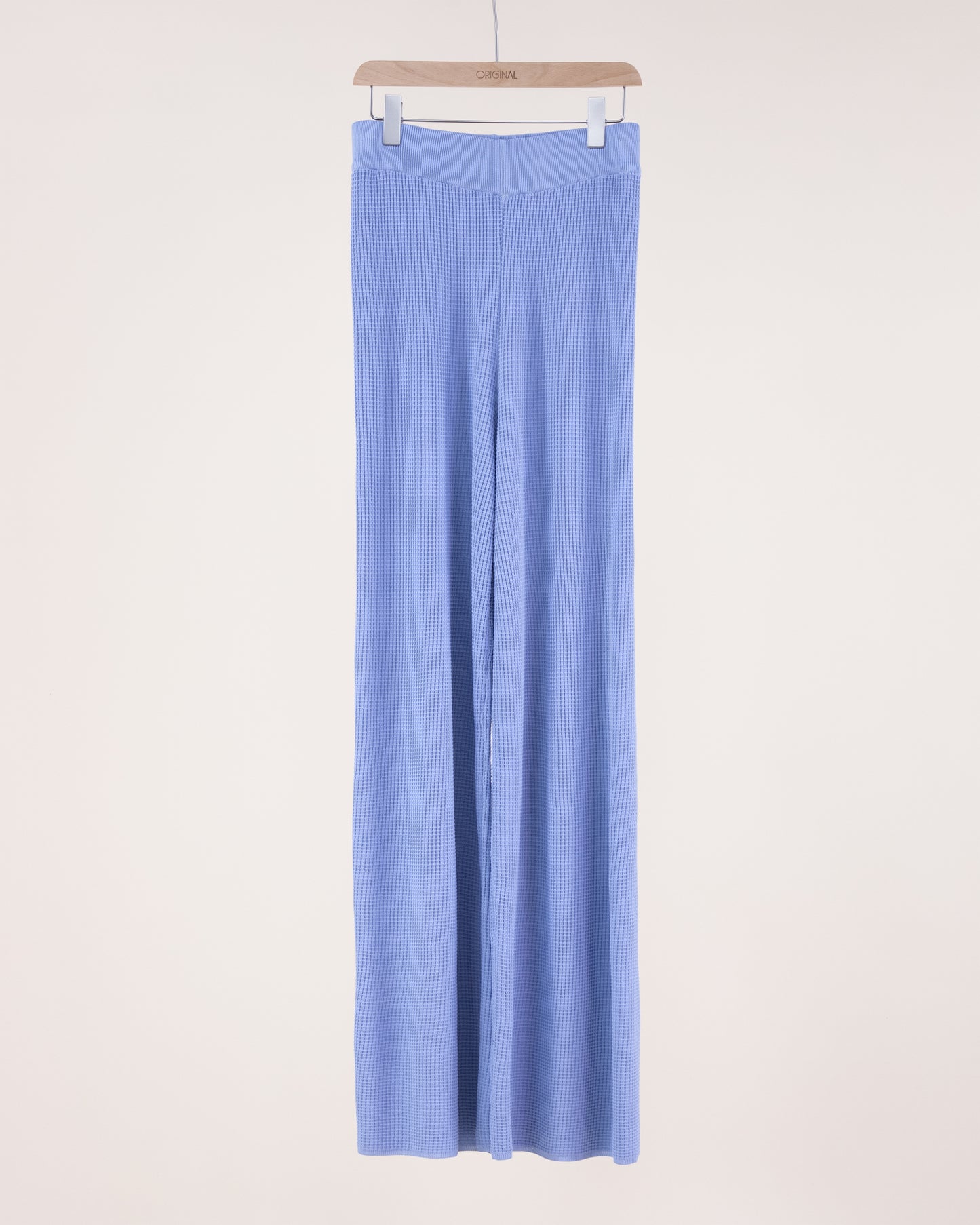 Neutral Wide Leg Waffle Stitch Knit Pants