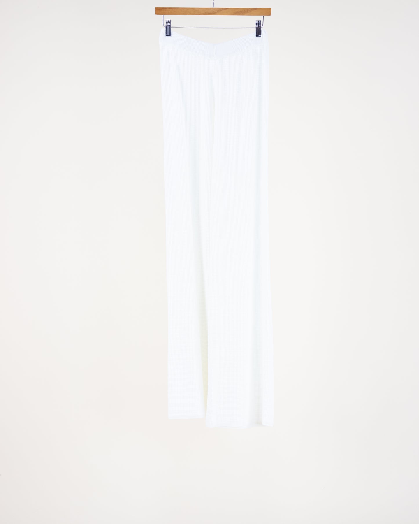 Neutral Wide Leg Waffle Stitch Knit Pants