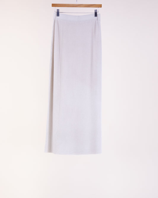 Neutral Waffle Stitch Knit Long Bodycon Pencil Skirt
