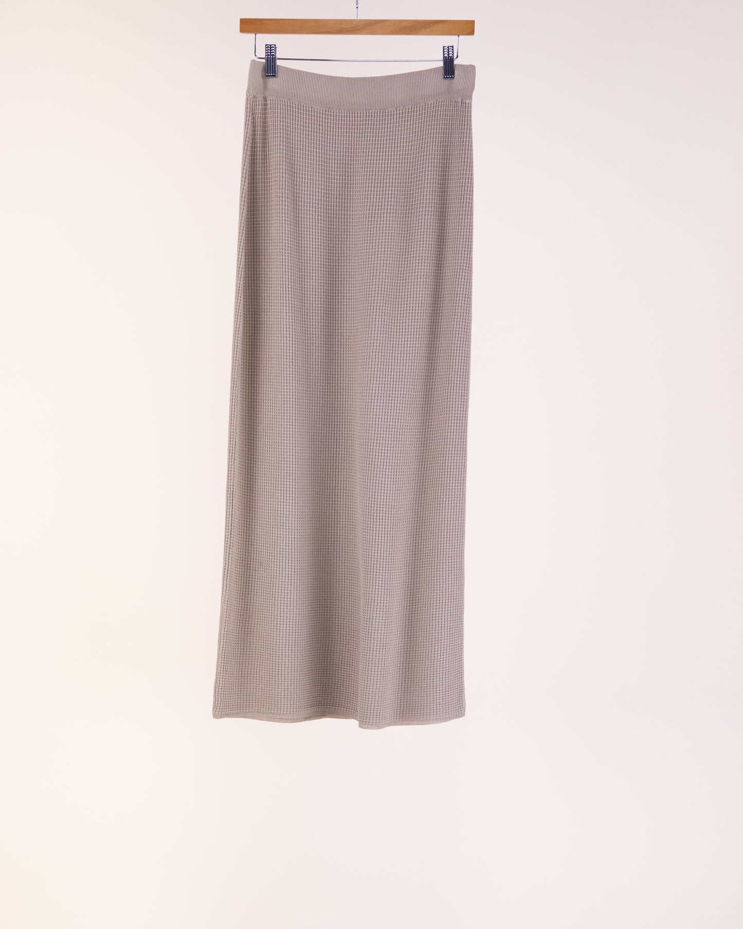 Neutral Waffle Stitch Knit Long Bodycon Pencil Skirt