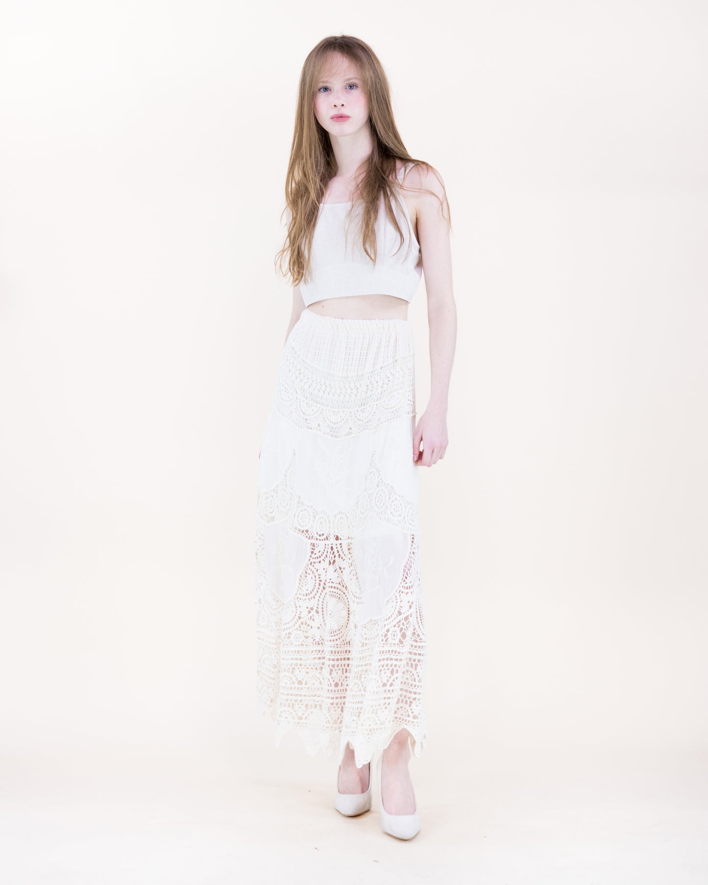 Capri Coast Crochet Lace Maxi Skirt