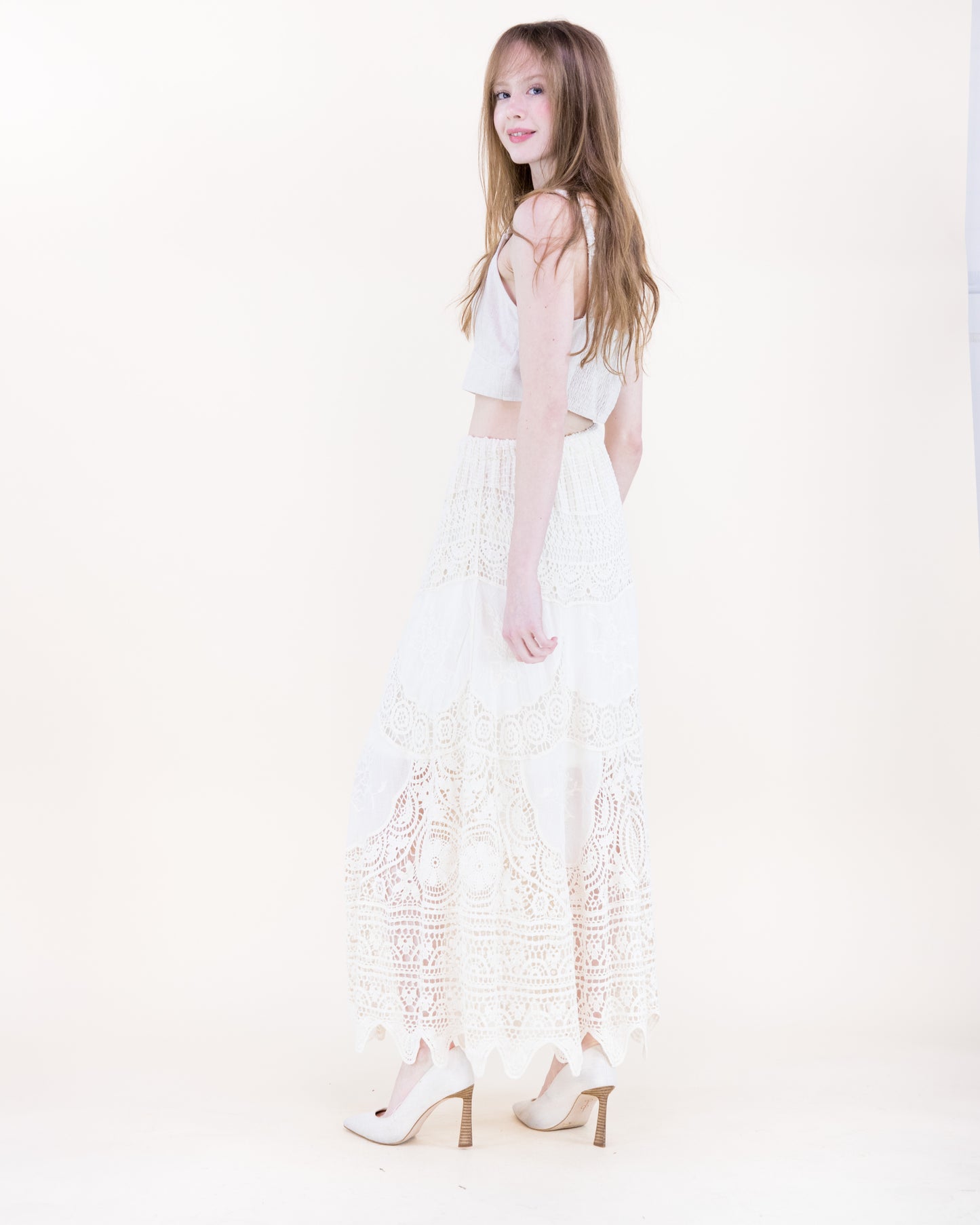 Capri Coast Crochet Lace Maxi Skirt