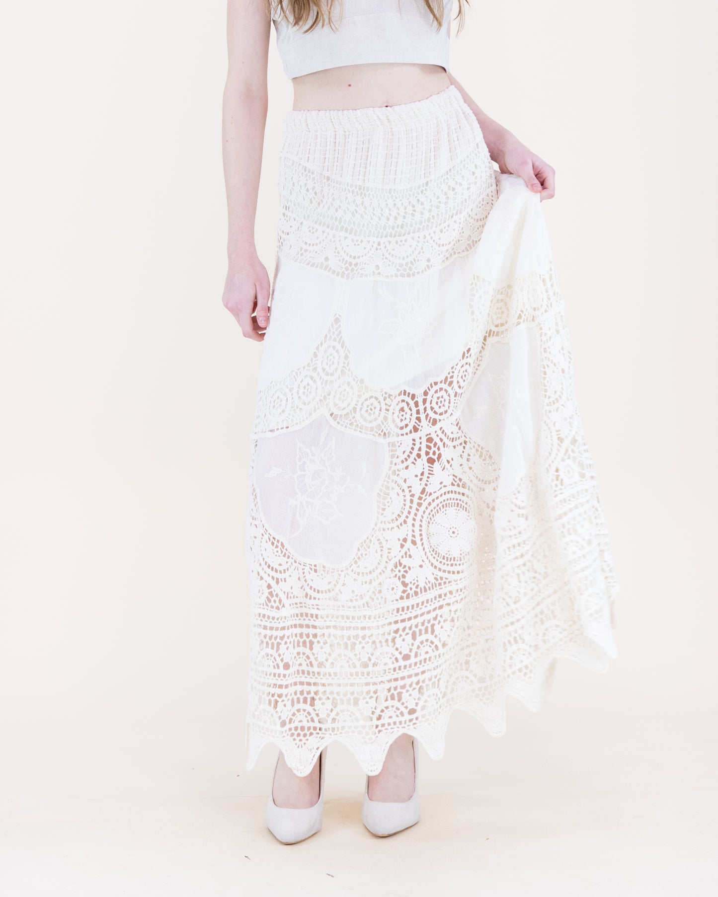 Capri Coast Crochet Lace Maxi Skirt