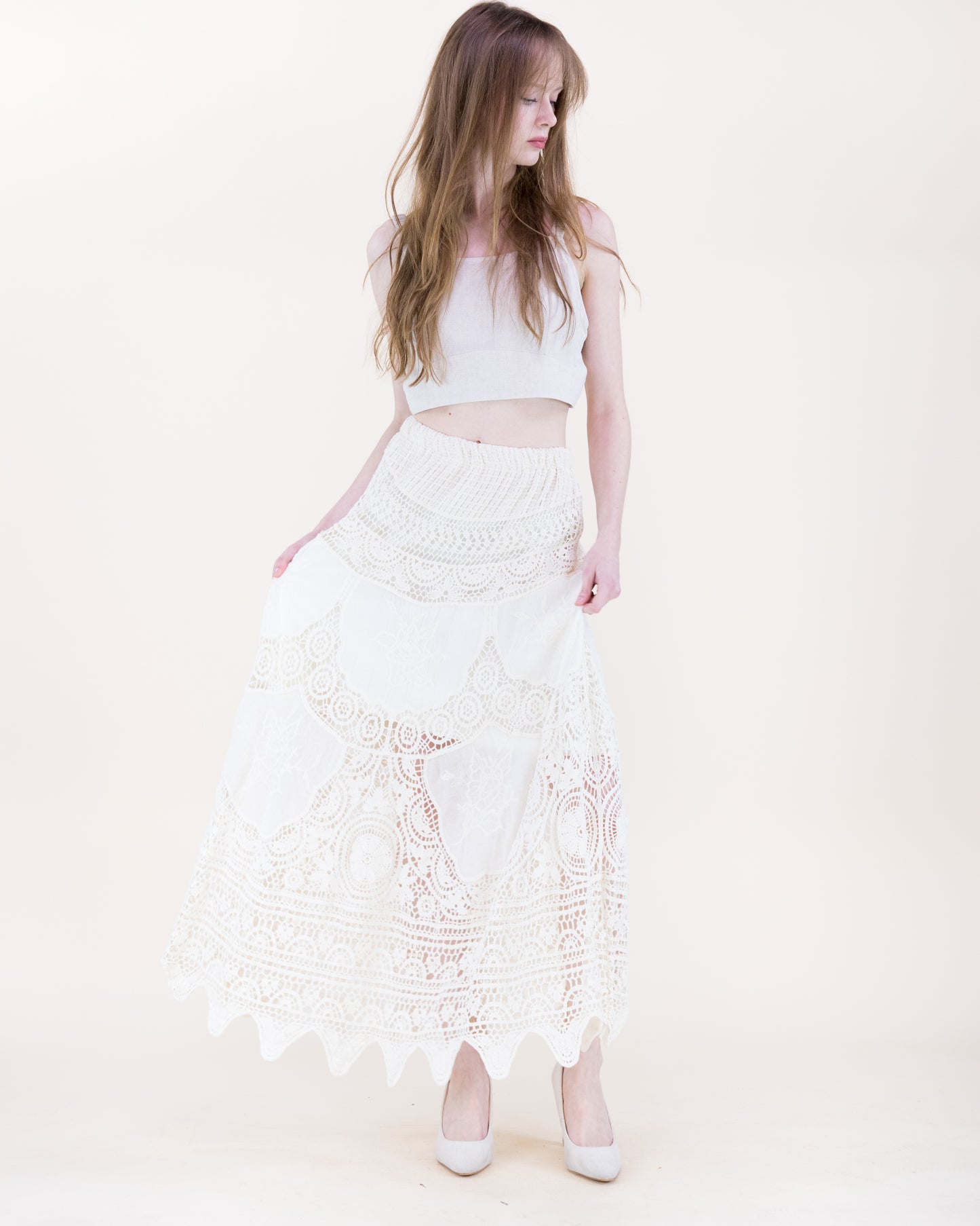 Capri Coast Crochet Lace Maxi Skirt