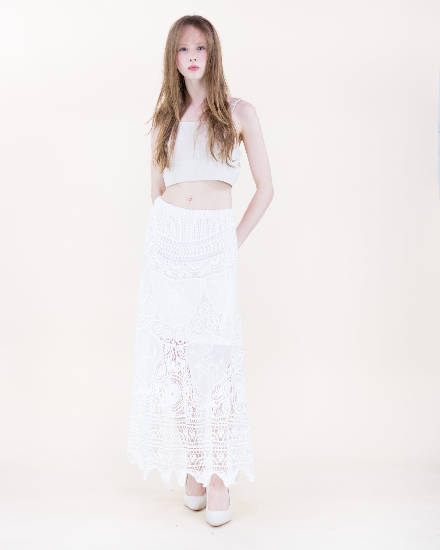 Capri Coast Crochet Lace Maxi Skirt