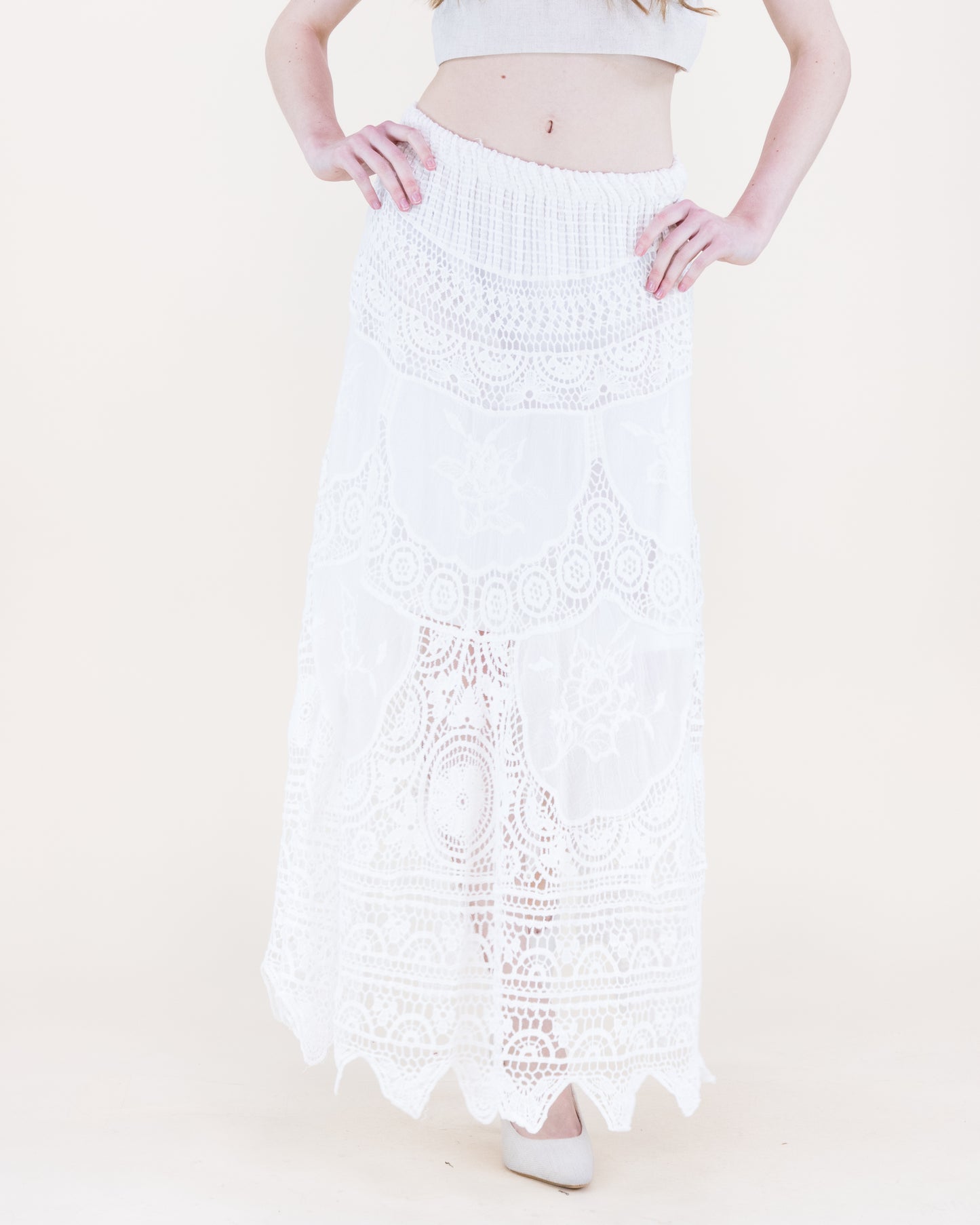 Capri Coast Crochet Lace Maxi Skirt