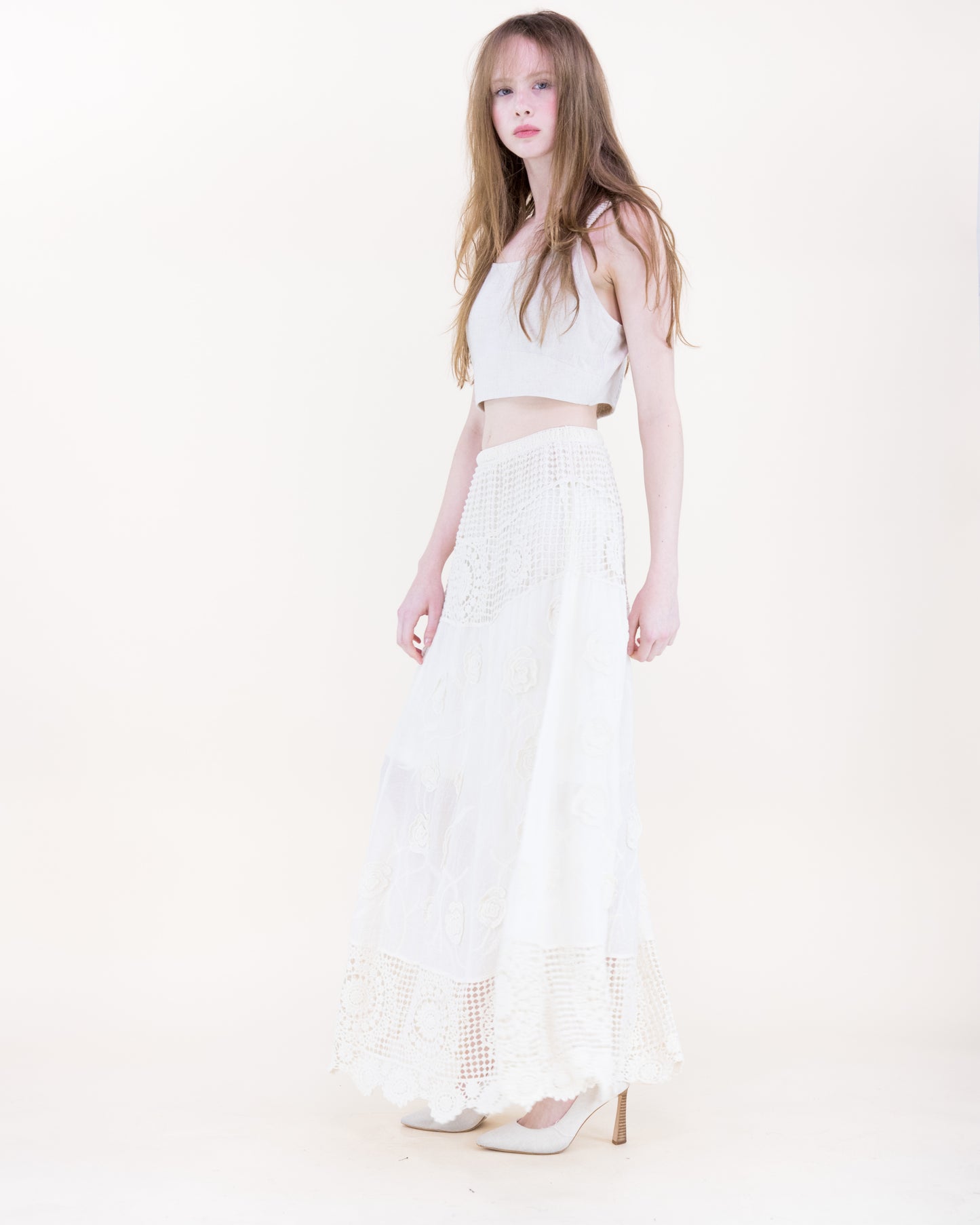 Marbella Vintage Crochet Lace Maxi Skirt