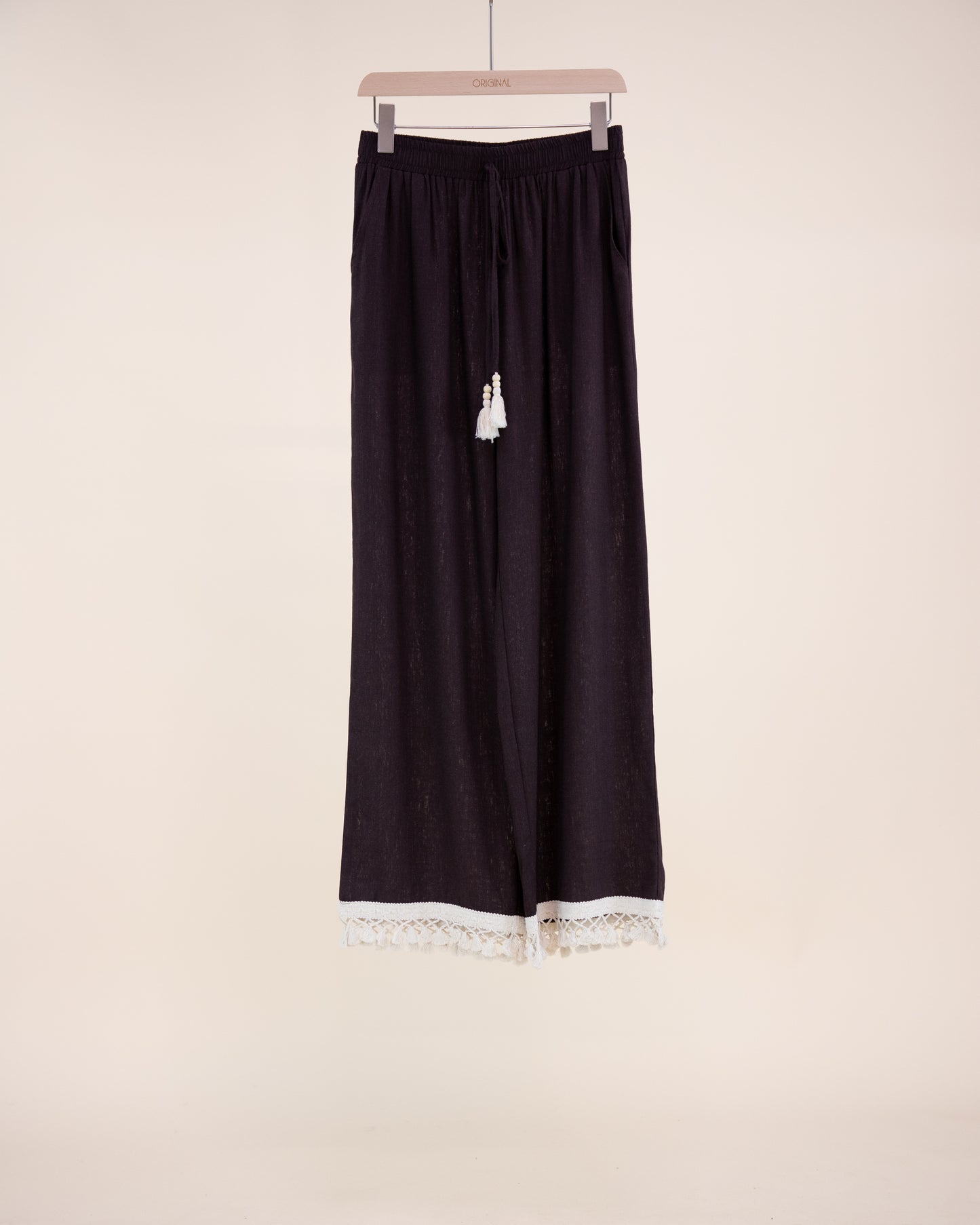 Isla Contrast Tassel Trim Wide Leg Trousers