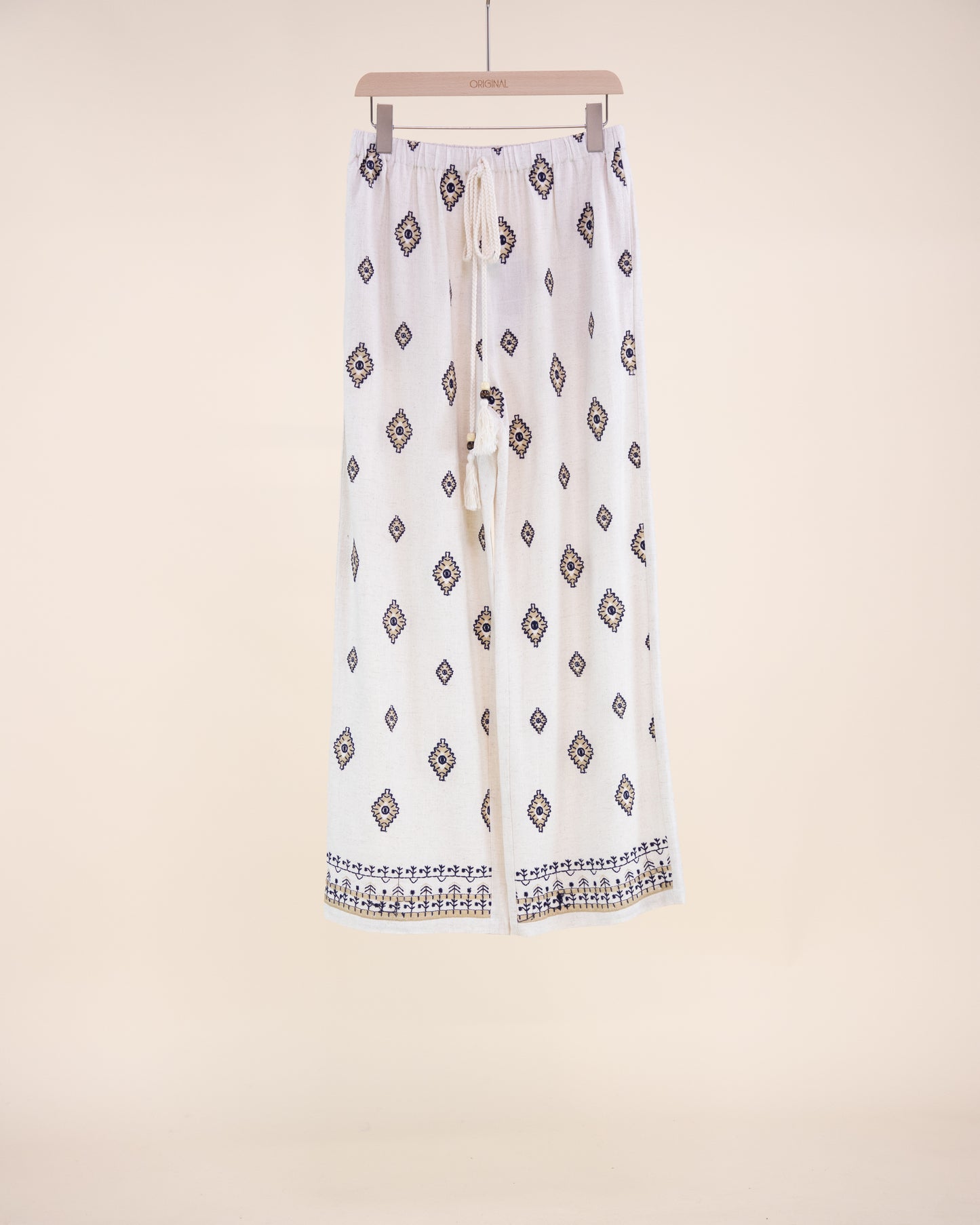 Diamante Embroidered Wide Leg Trousers