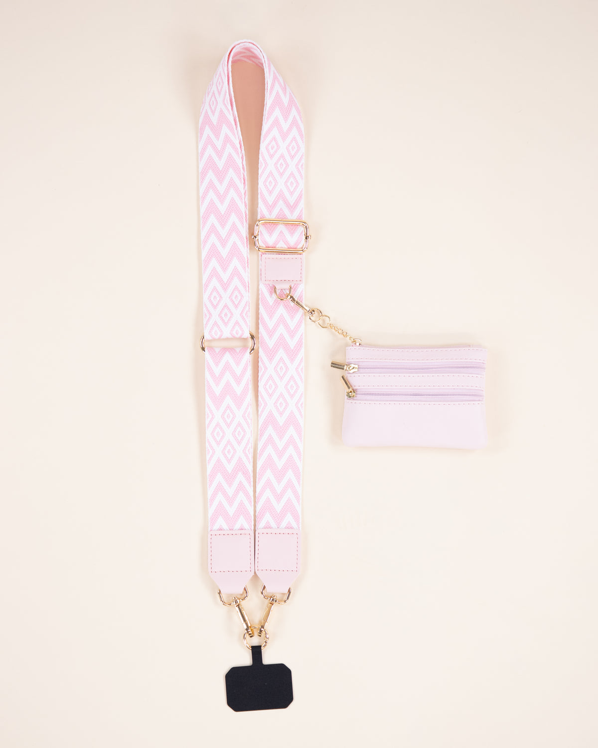 Chevron Adjustable Clip & Go Crossbody Phone Strap with Purse