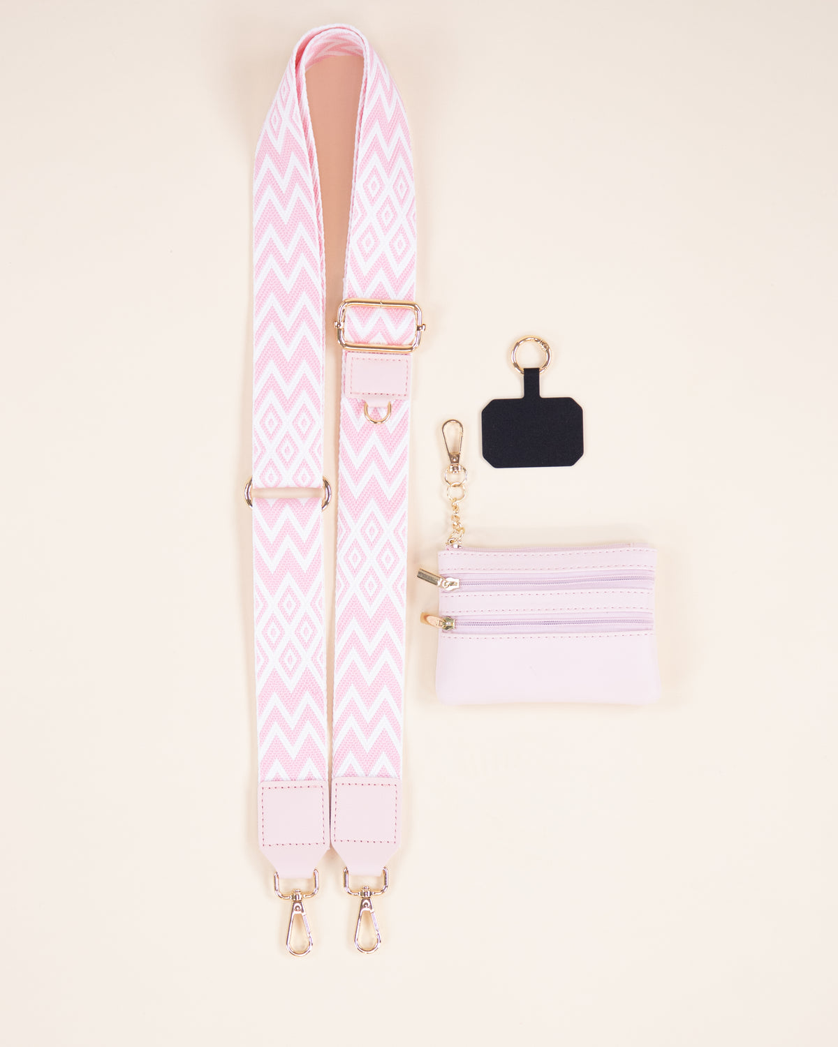 Chevron Adjustable Clip & Go Crossbody Phone Strap with Purse