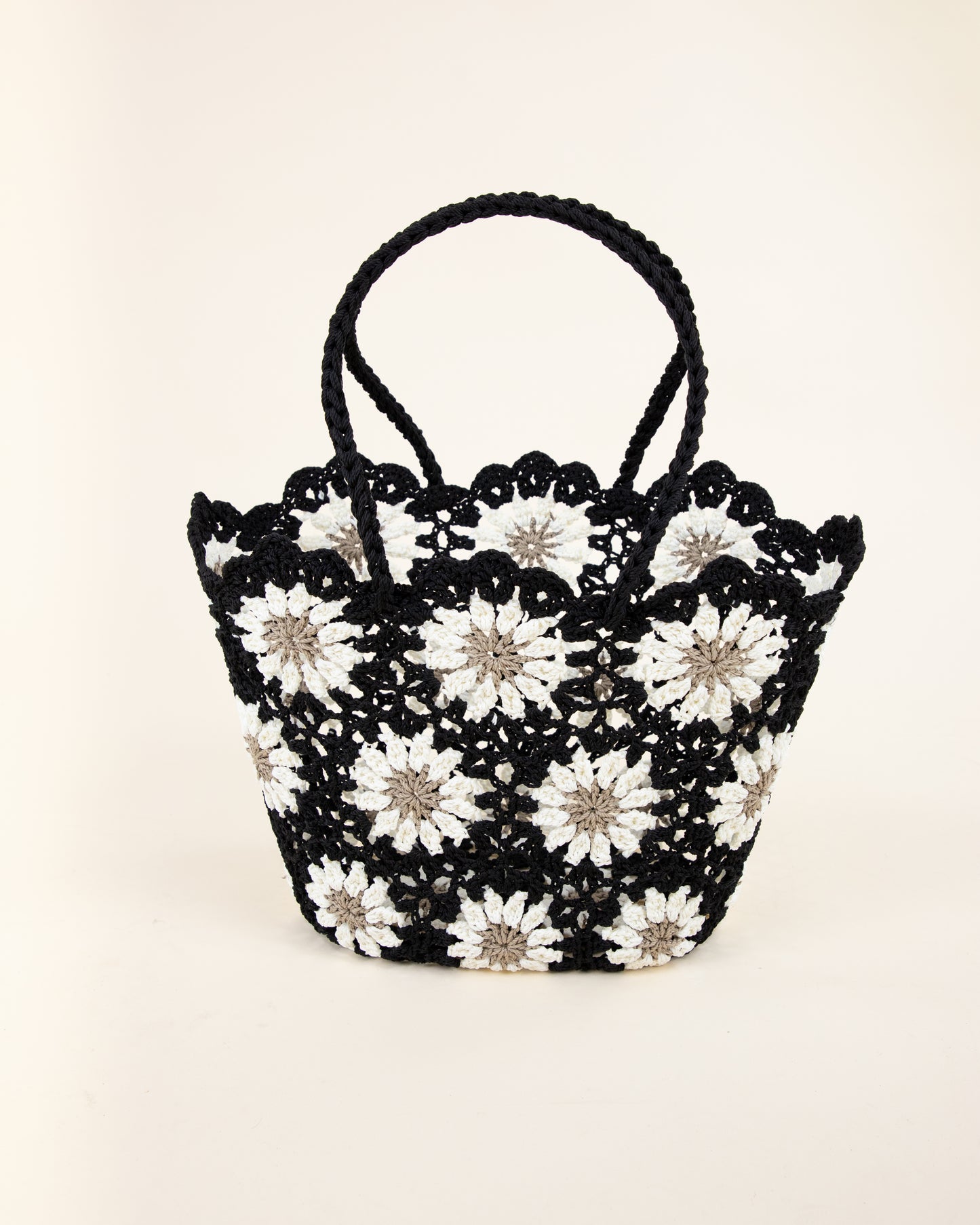 Hand Knitted Crochet Daisy Tote Bag