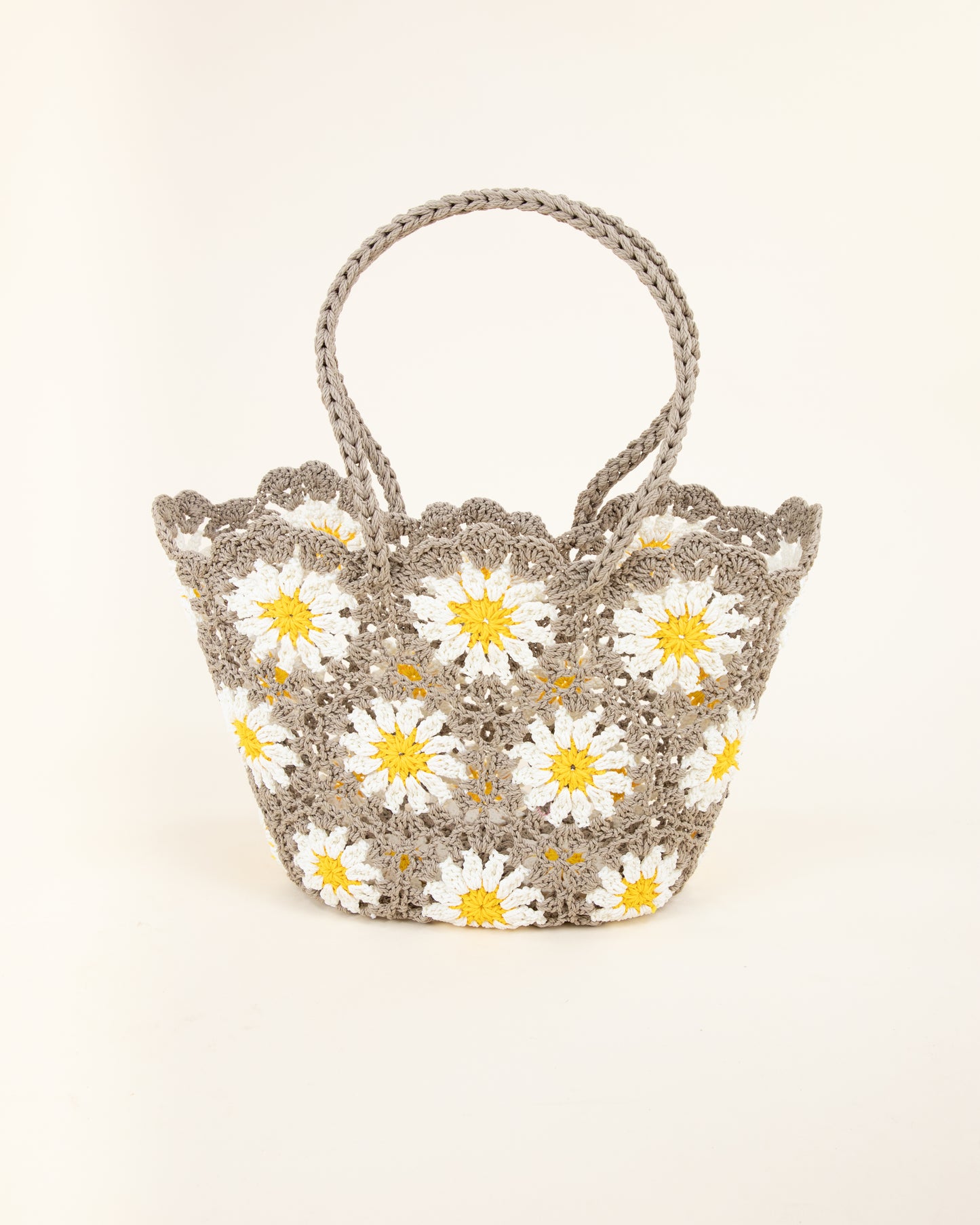 Hand Knitted Crochet Daisy Tote Bag