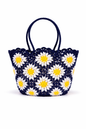 Hand Knitted Crochet Daisy Tote Bag