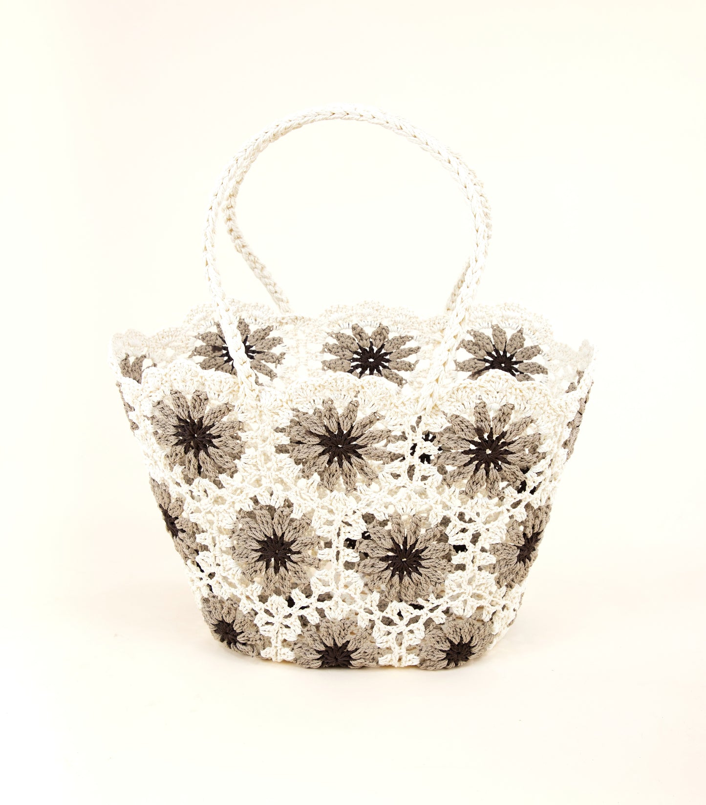 Hand Knitted Crochet Daisy Tote Bag