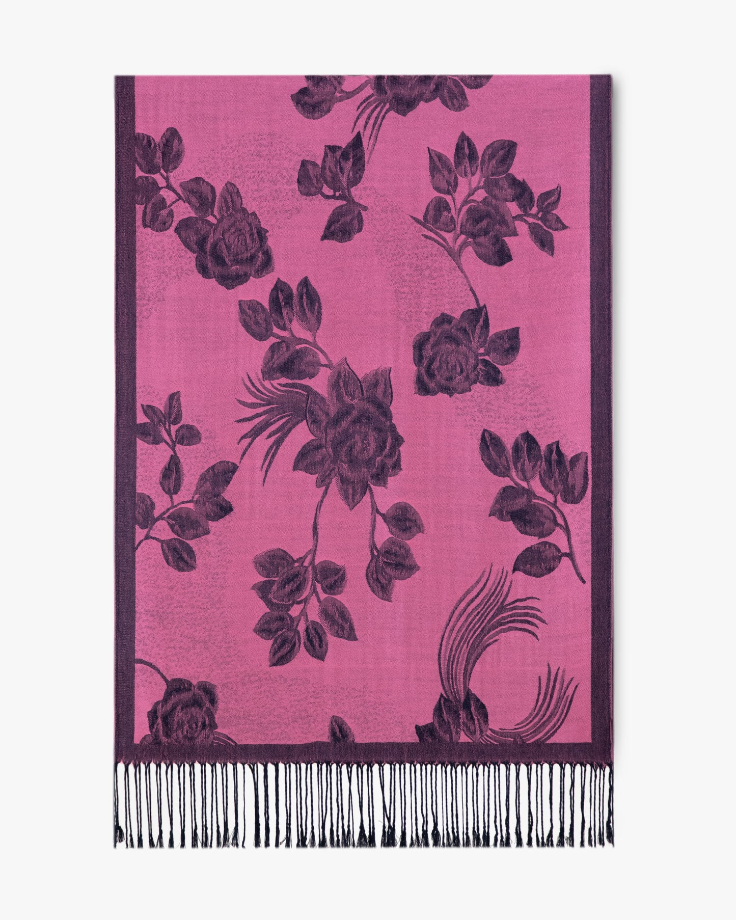 Roses w/ Solid Border Pashmina Scarf