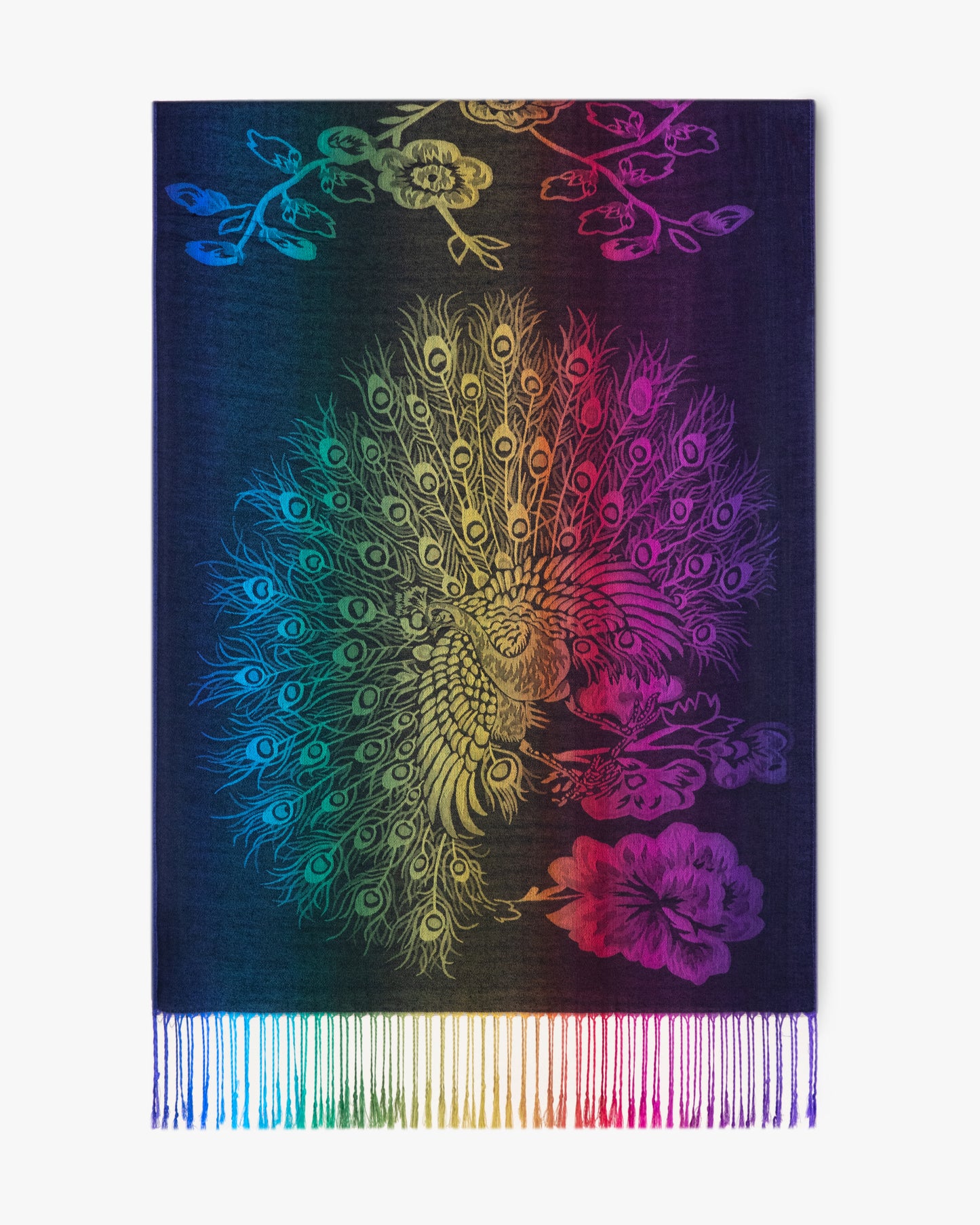 Peacock Rainbow Ombre Pashmina Scarf