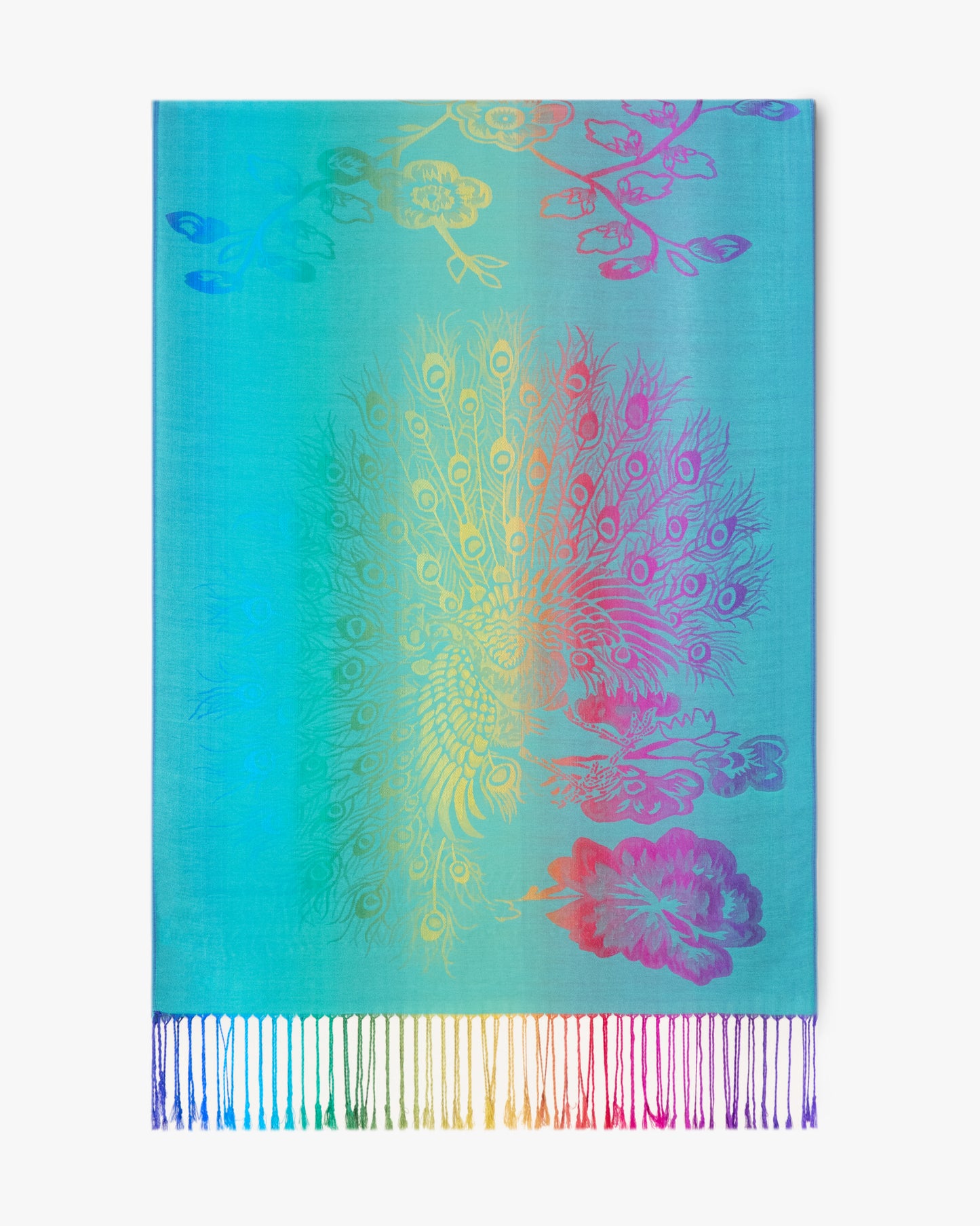 Peacock Rainbow Ombre Pashmina