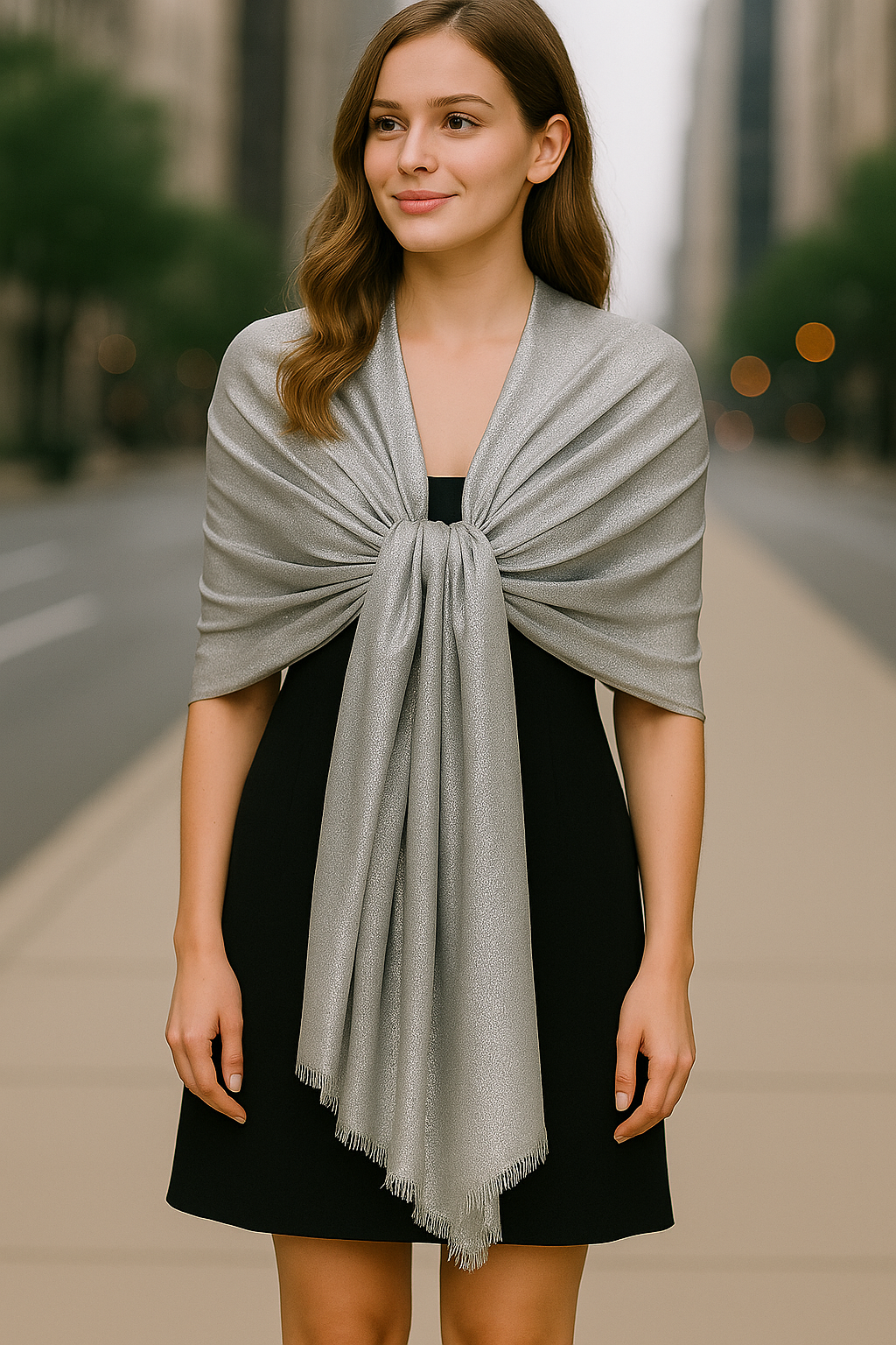 Solid Metalic Pashmina Scarf
