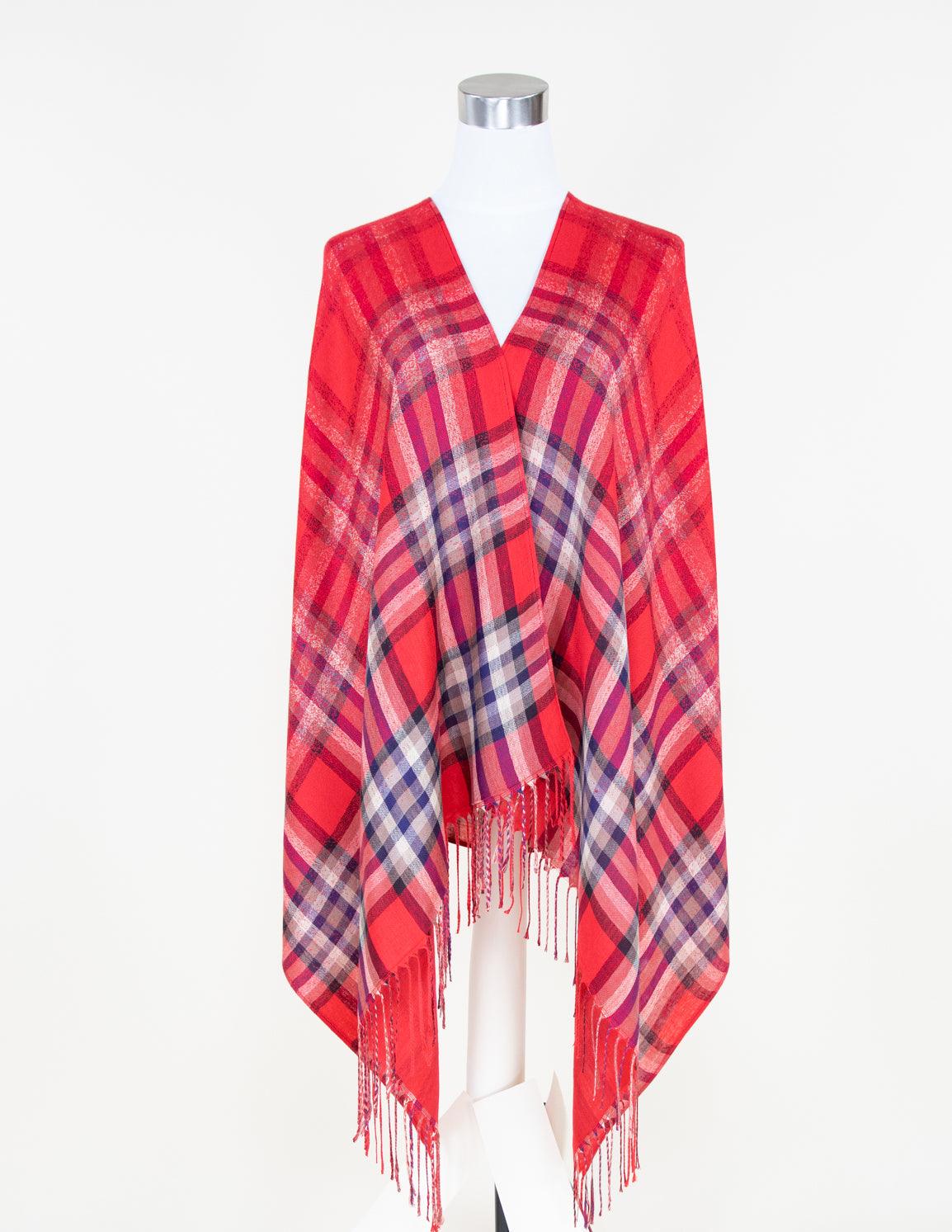 Vibrant Plaid Pattern Pashmina Scarf