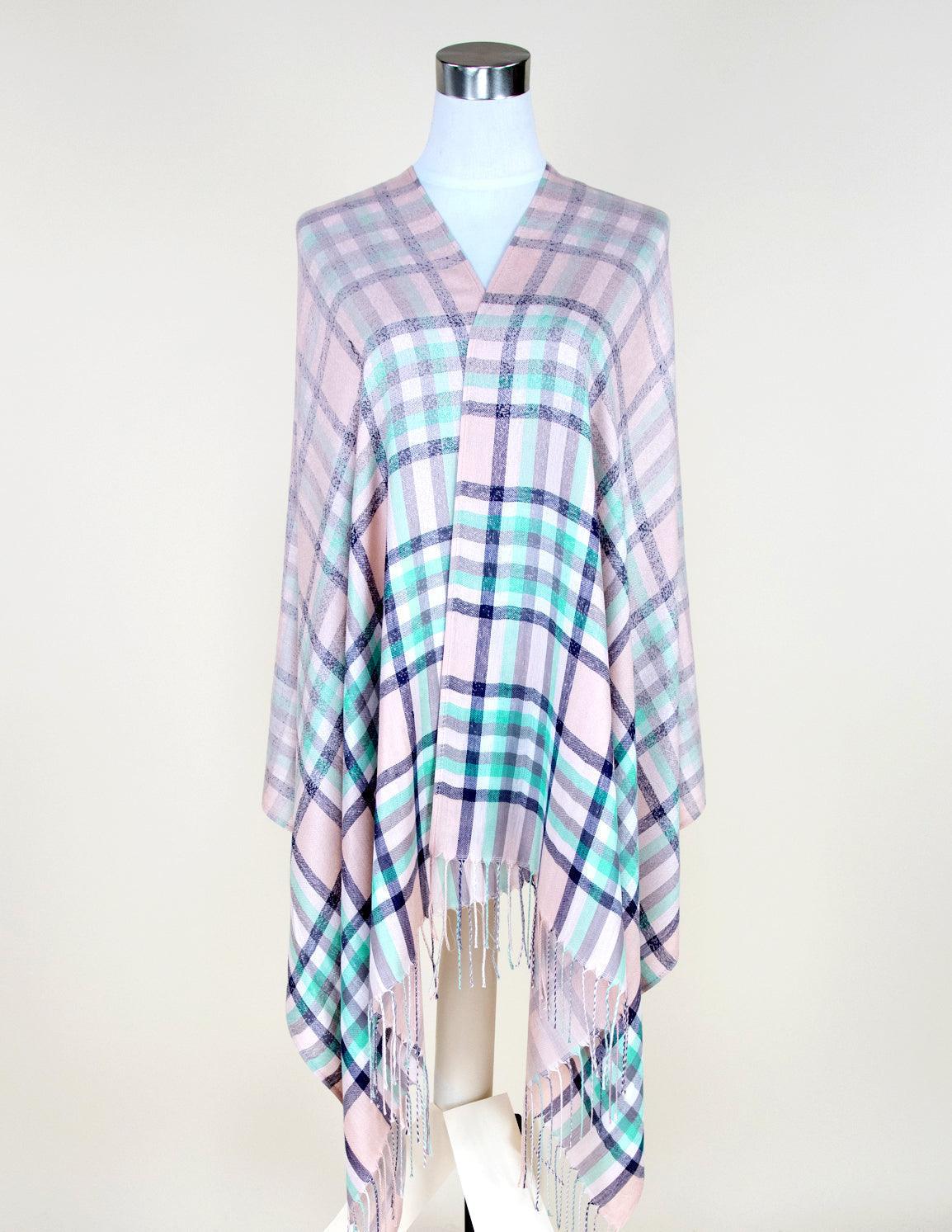 Vibrant Plaid Pattern Pashmina Scarf