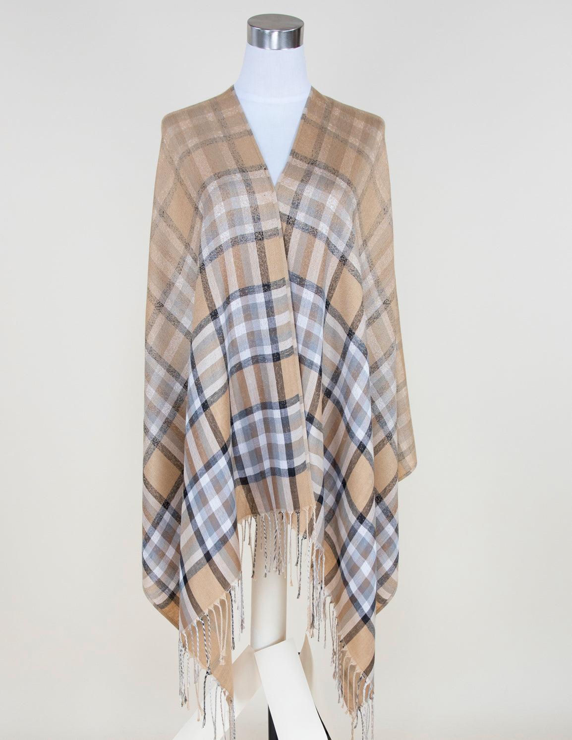 Vibrant Plaid Pattern Pashmina Scarf