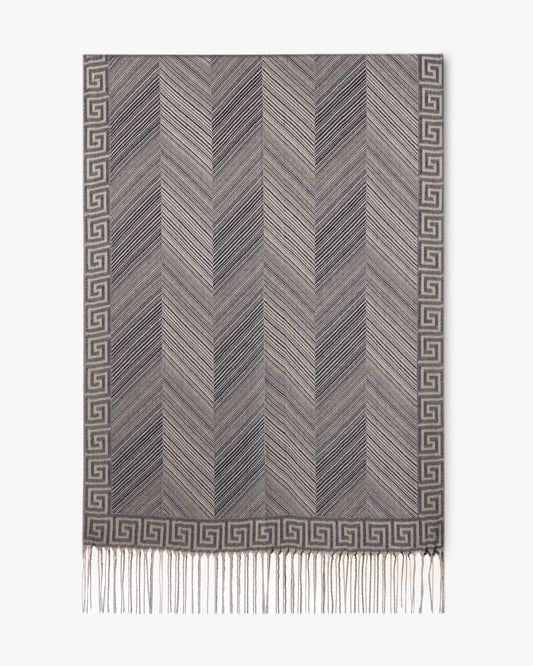 Herringbone Greek Key Border Pashmina