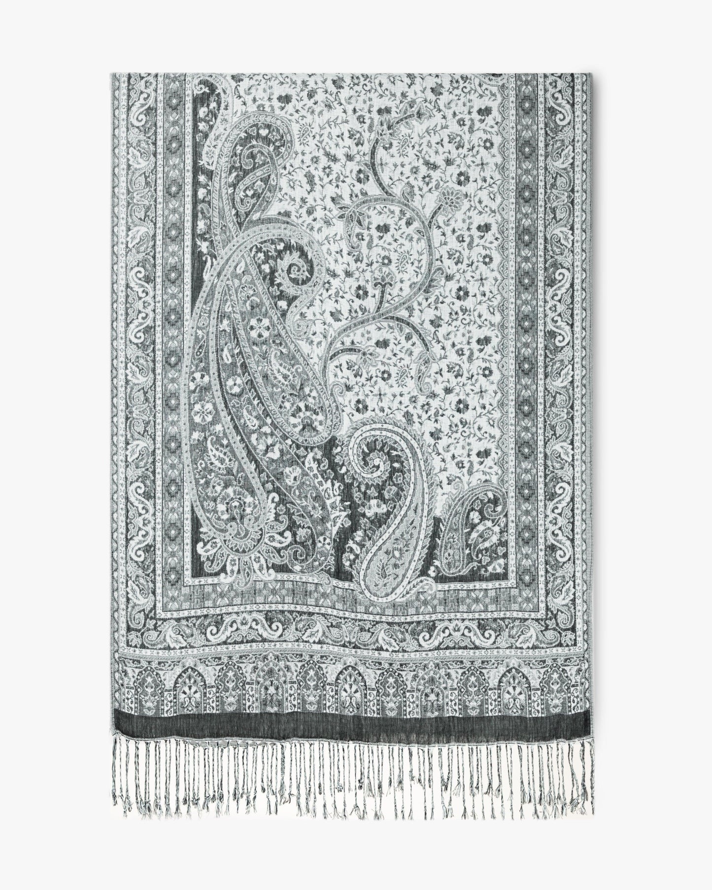 Corner Paisley Solid Border Pashmina