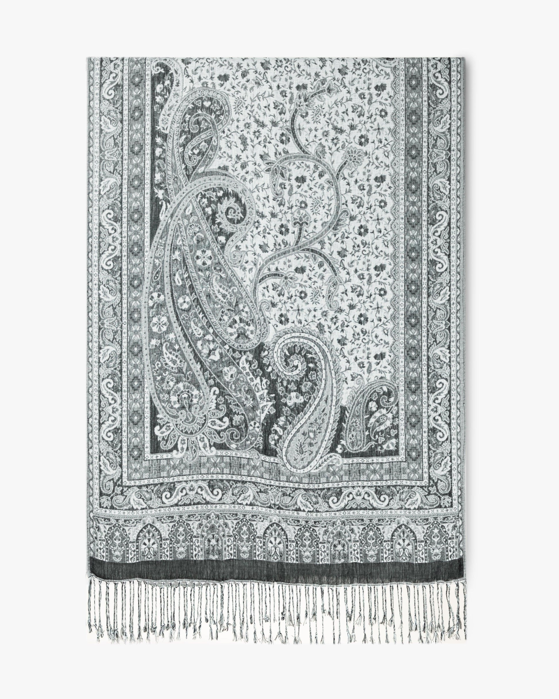 Corner Paisley Solid Border Pashmina