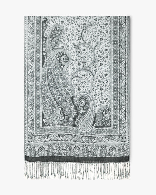 Corner Paisley Solid Border Pashmina