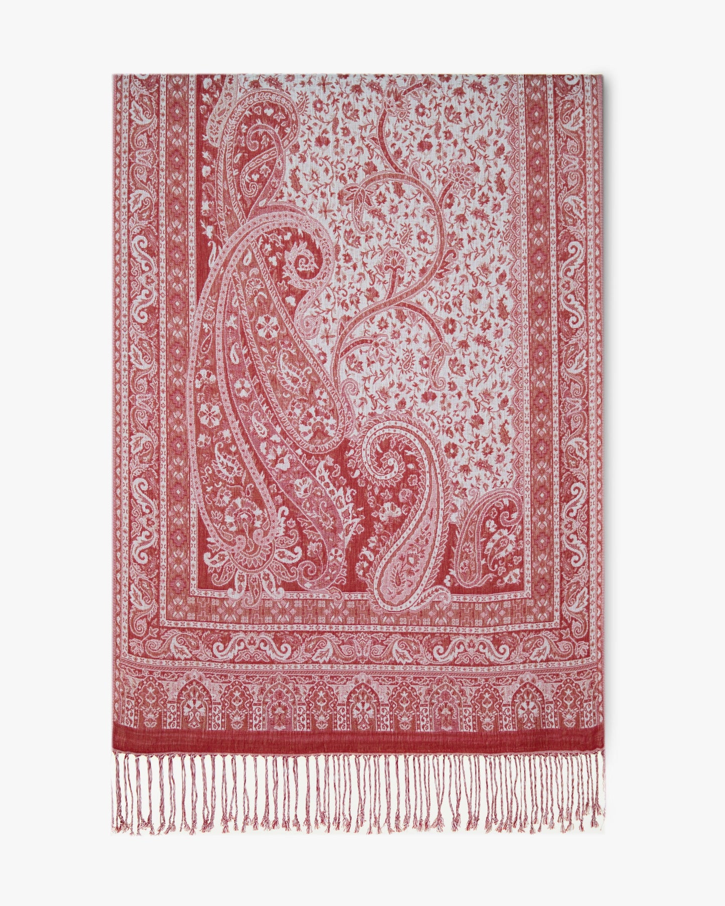 Corner Paisley Solid Border Pashmina