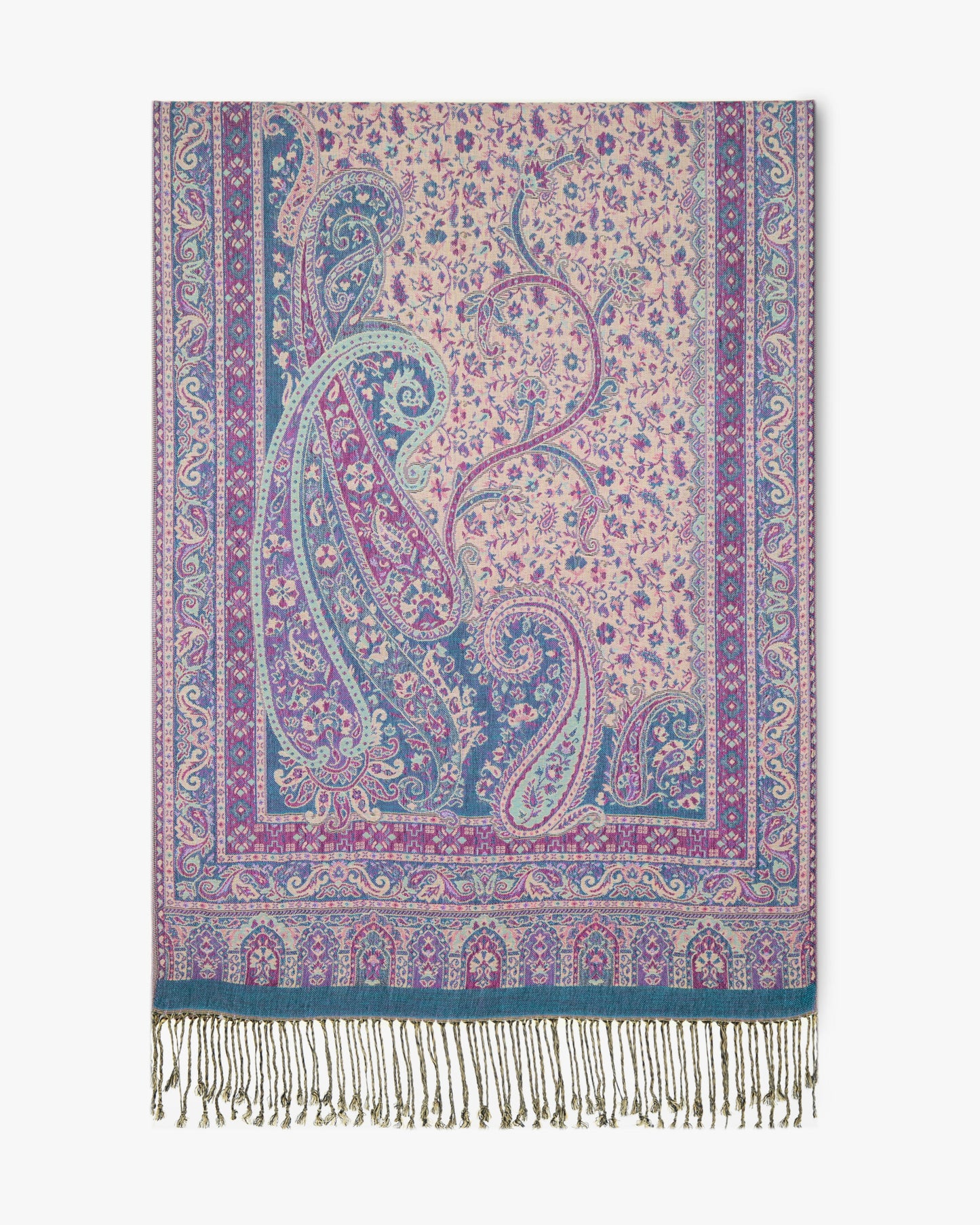 Corner Paisley Solid Border Pashmina