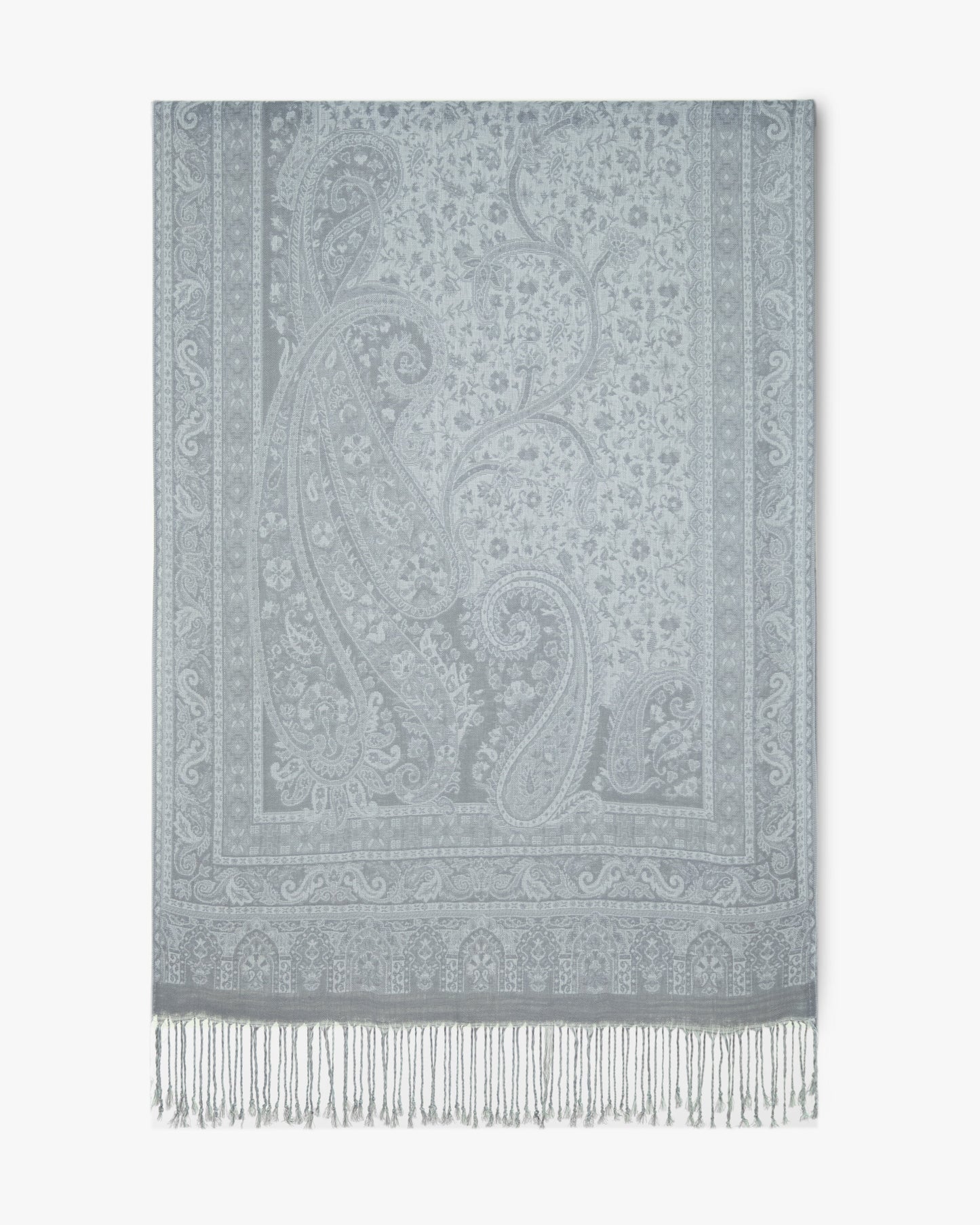 Corner Paisley Solid Border Pashmina