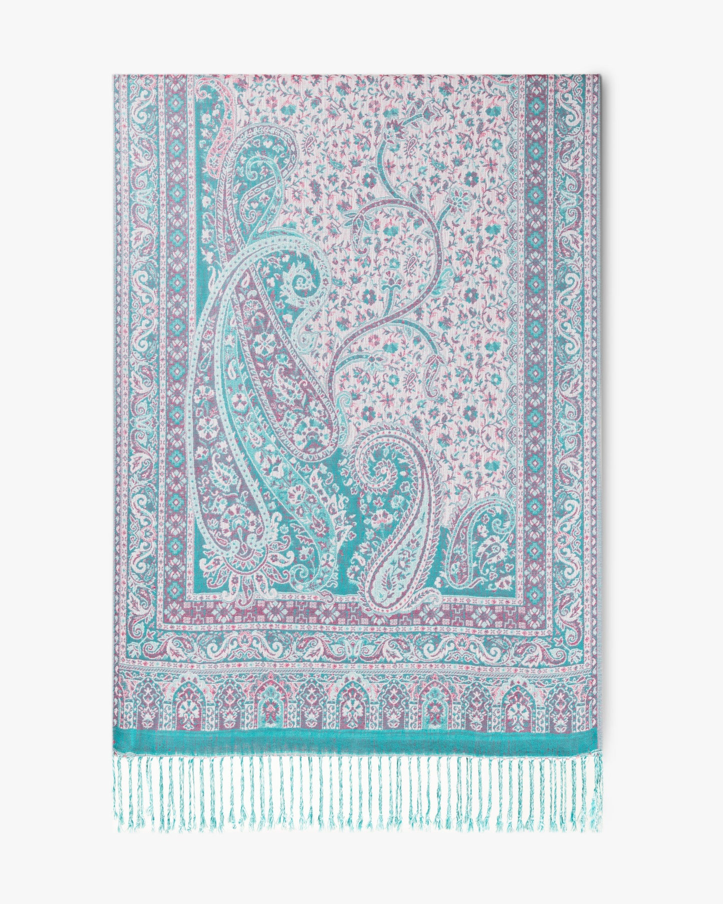 Corner Paisley Solid Border Pashmina
