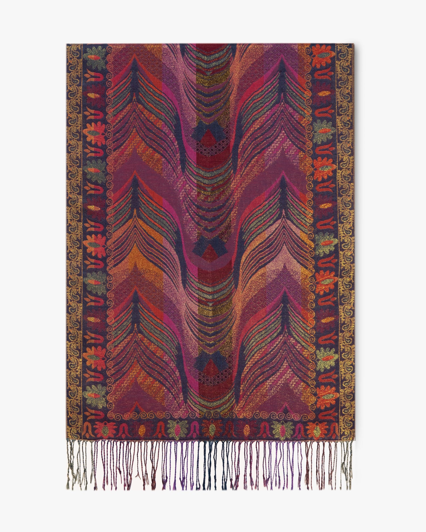 Gold Metallic Chevron Feather Pashmina