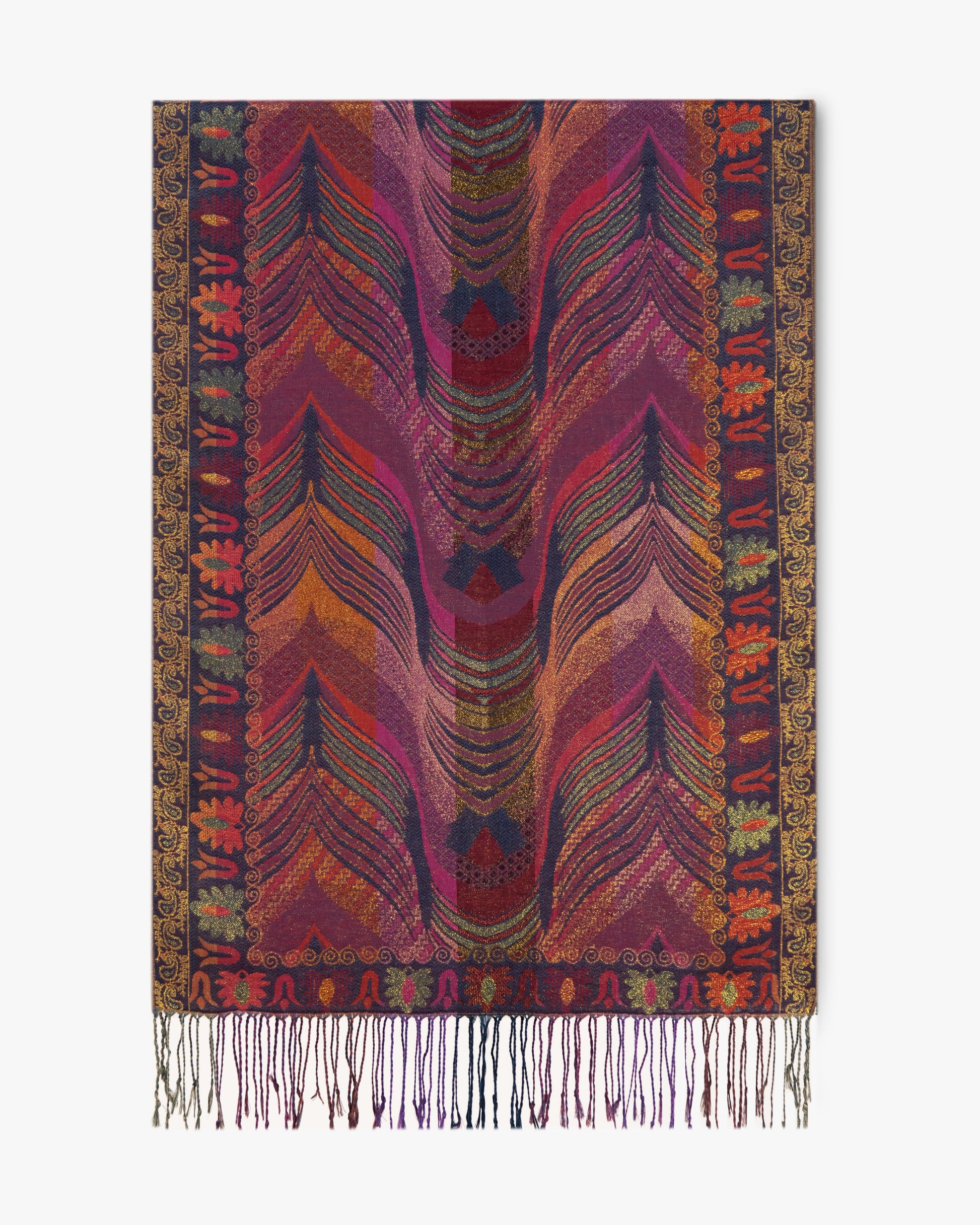 Gold Metallic Chevron Feather Pashmina