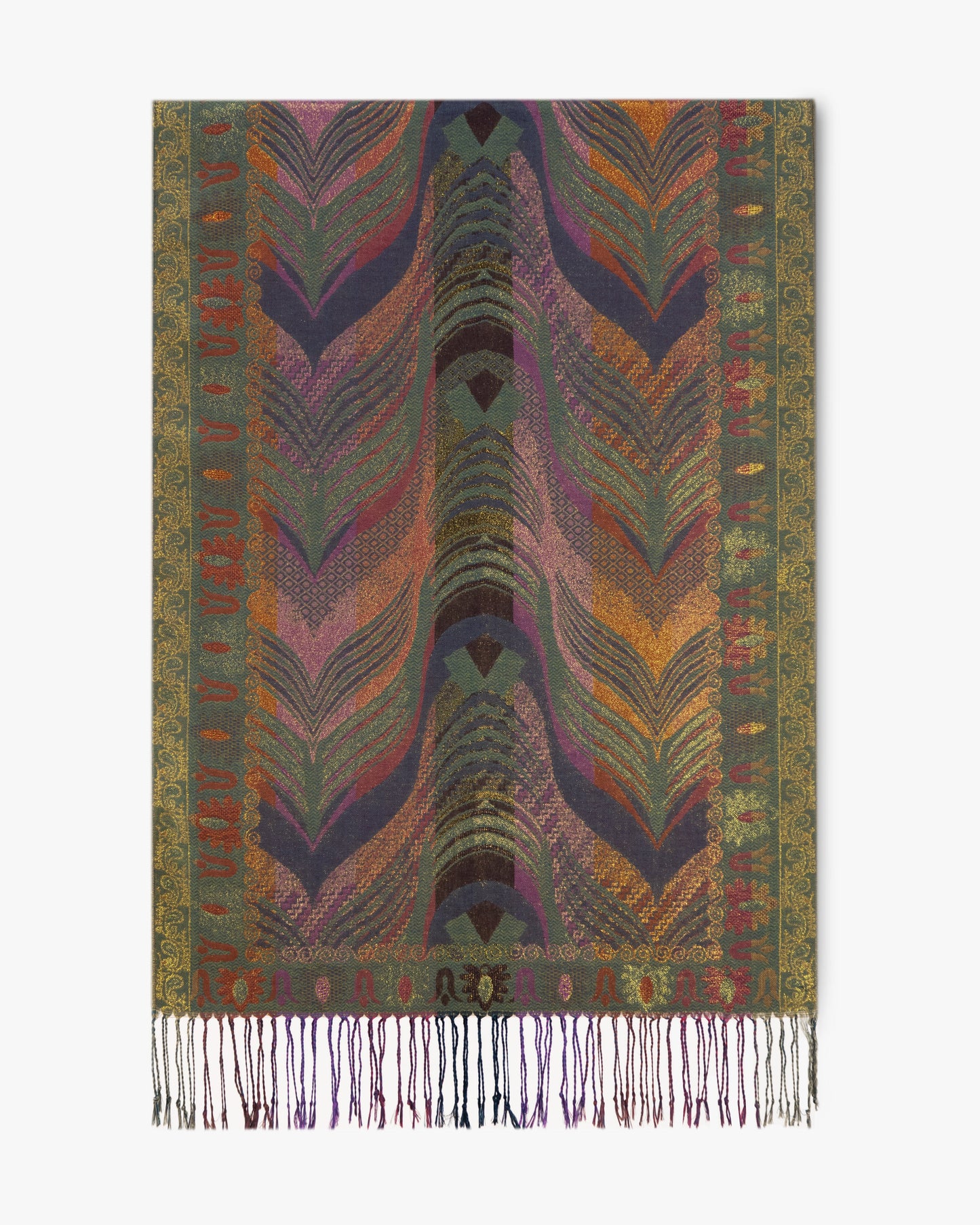 Gold Metallic Chevron Feather Pashmina